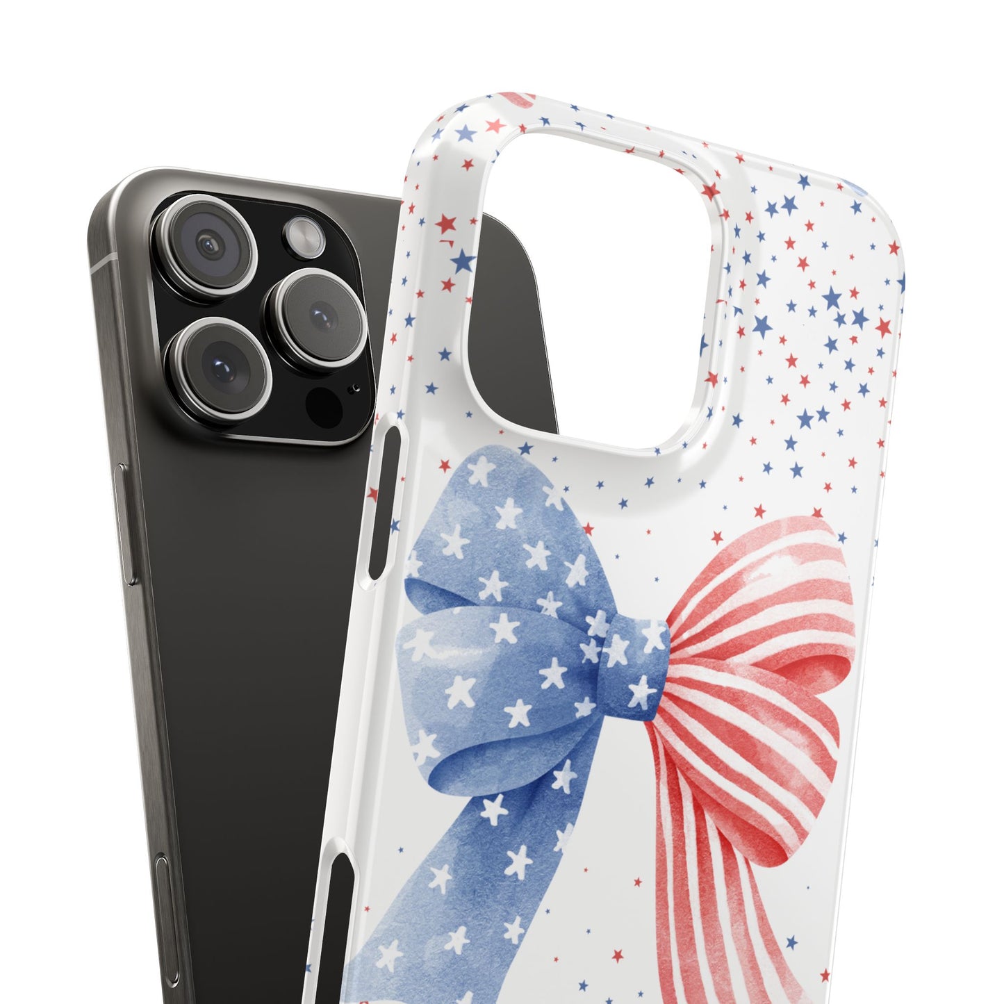 Patriotic Slim Phone Cases with Bow Design, Cute Phone Covers, Summer Accessories, Fourth of July Gift, Trendy Tech