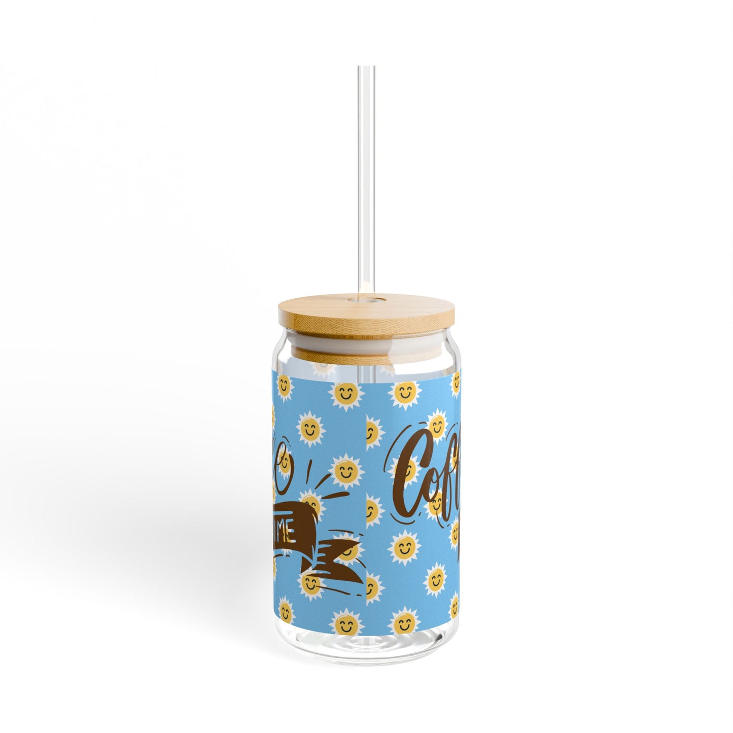 Smiley Sunshine Iced Coffee Sipper Glass