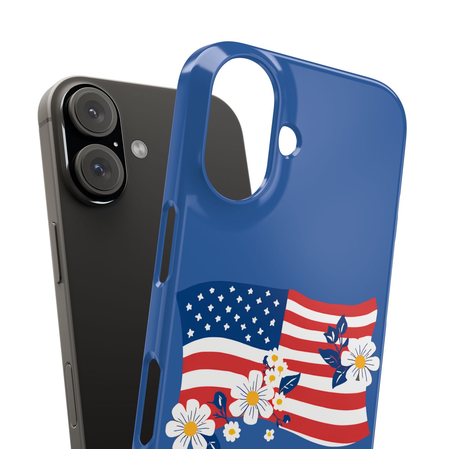 Patriotic Floral Phone Case - Slim Case for iPhone, Independence Day, Memorial Day, American Flag Design, Gifts for Her