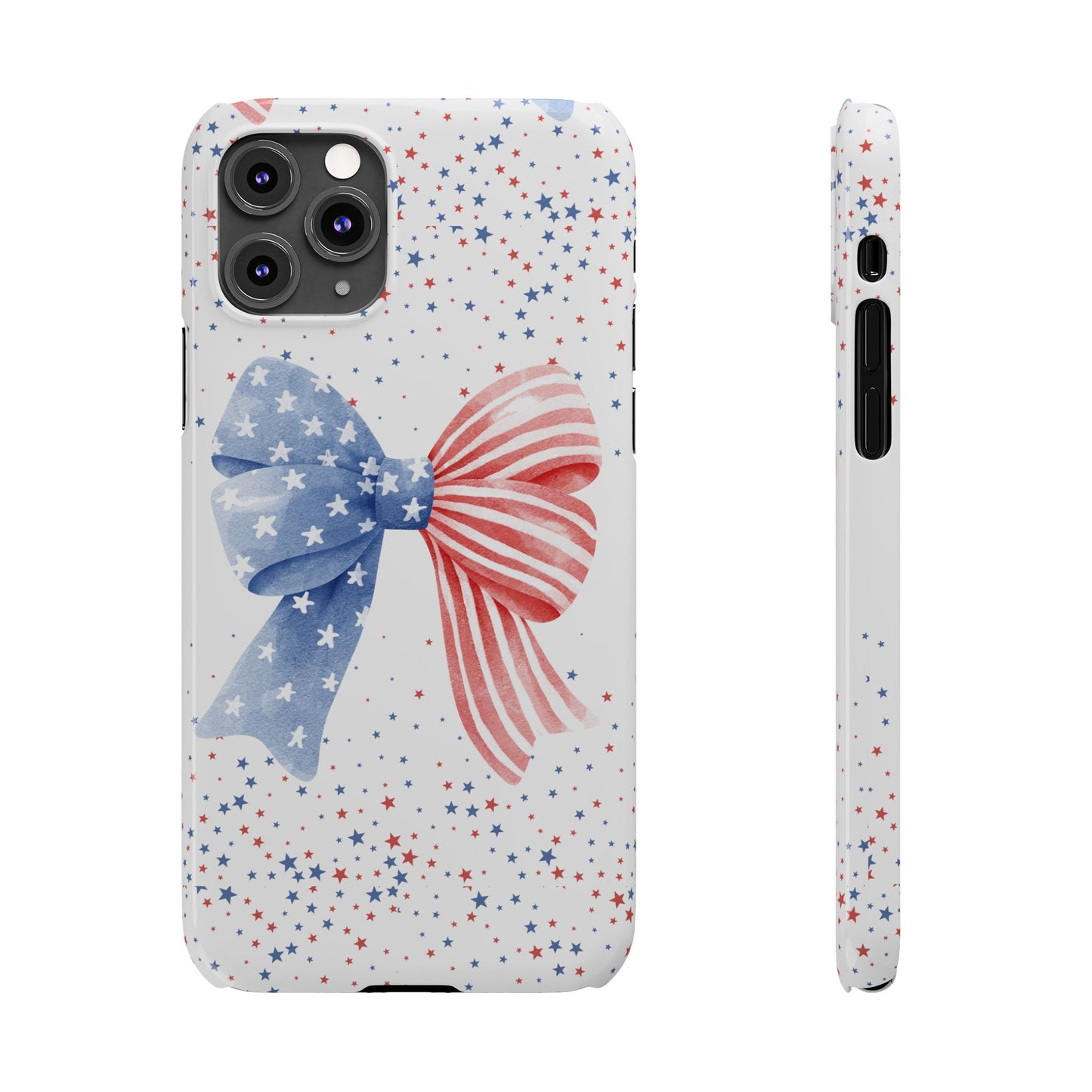 Patriotic Slim Phone Cases with Bow Design, Cute Phone Covers, Summer Accessories, Fourth of July Gift, Trendy Tech
