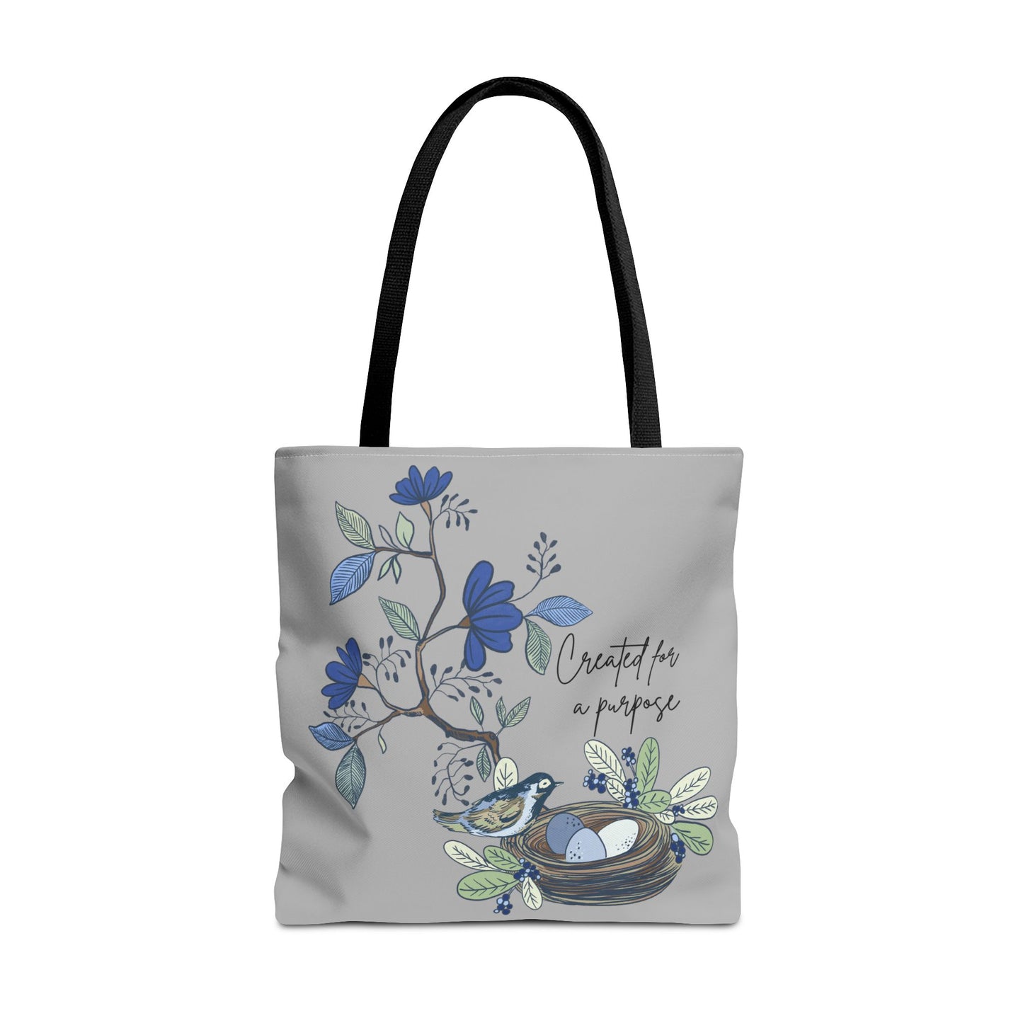 Faith Inspired Tote Bag - 'Created for a Purpose' Floral Design