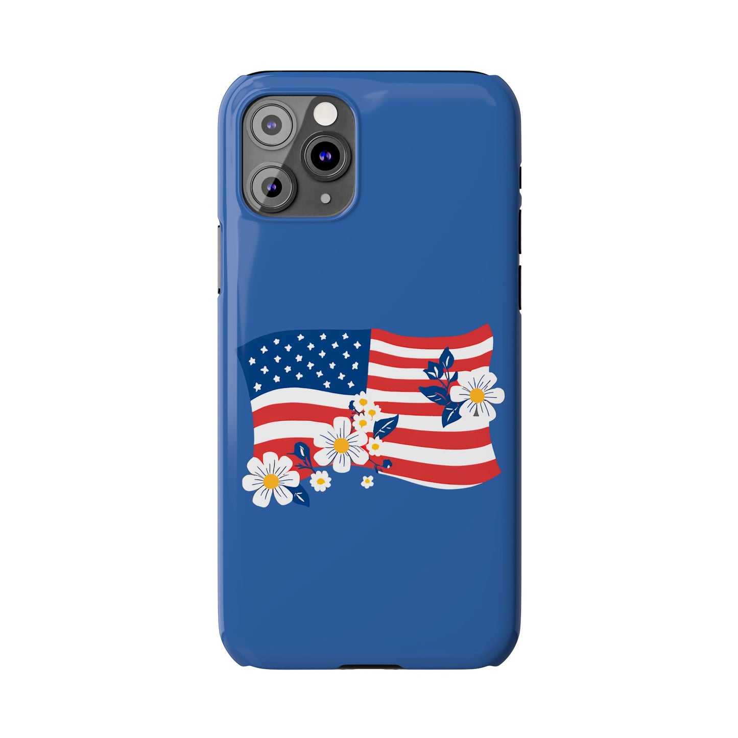 Patriotic Floral Phone Case - Slim Case for iPhone, Independence Day, Memorial Day, American Flag Design, Gifts for Her
