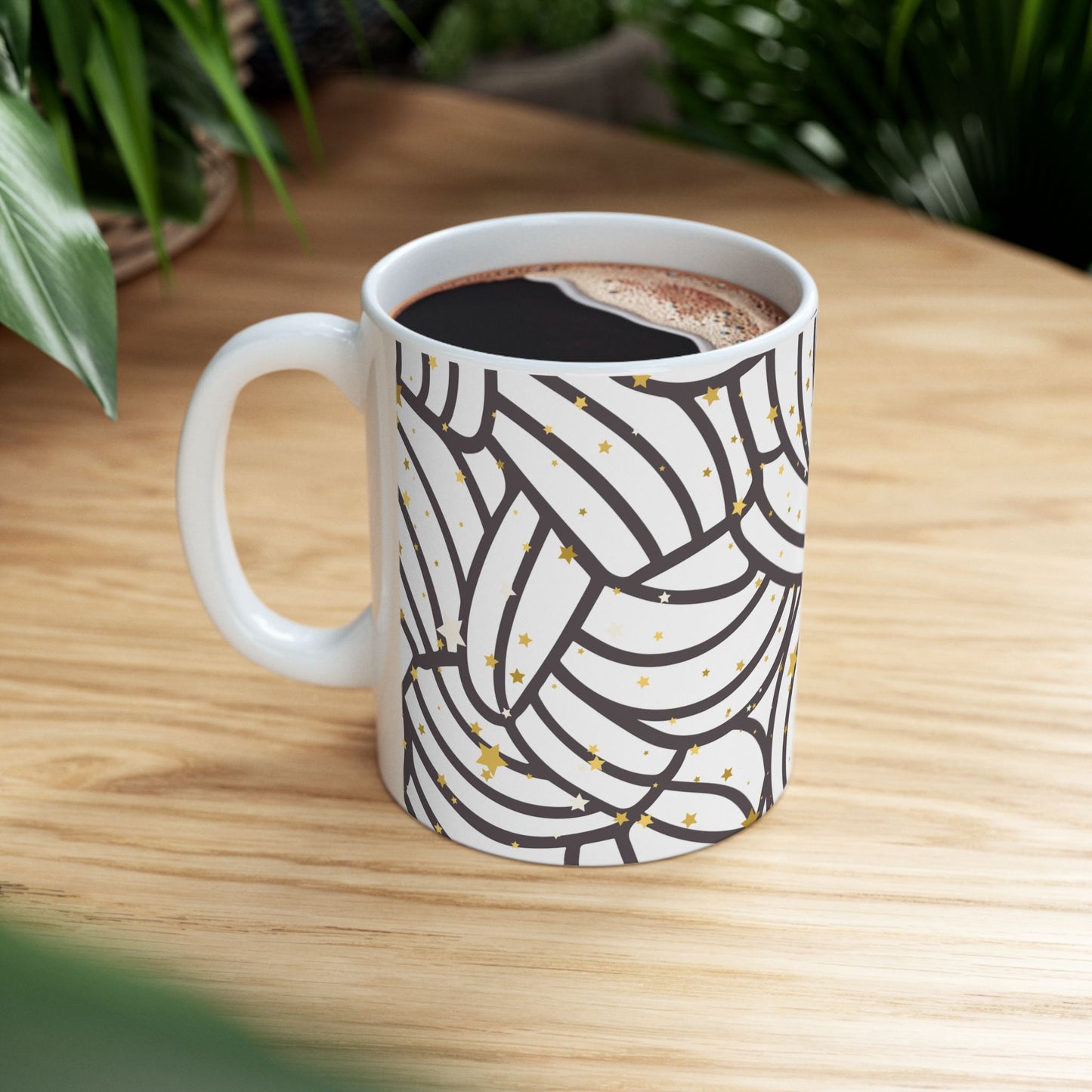 Ceramic Mug - Swirling Knot Design, Cozy Mug