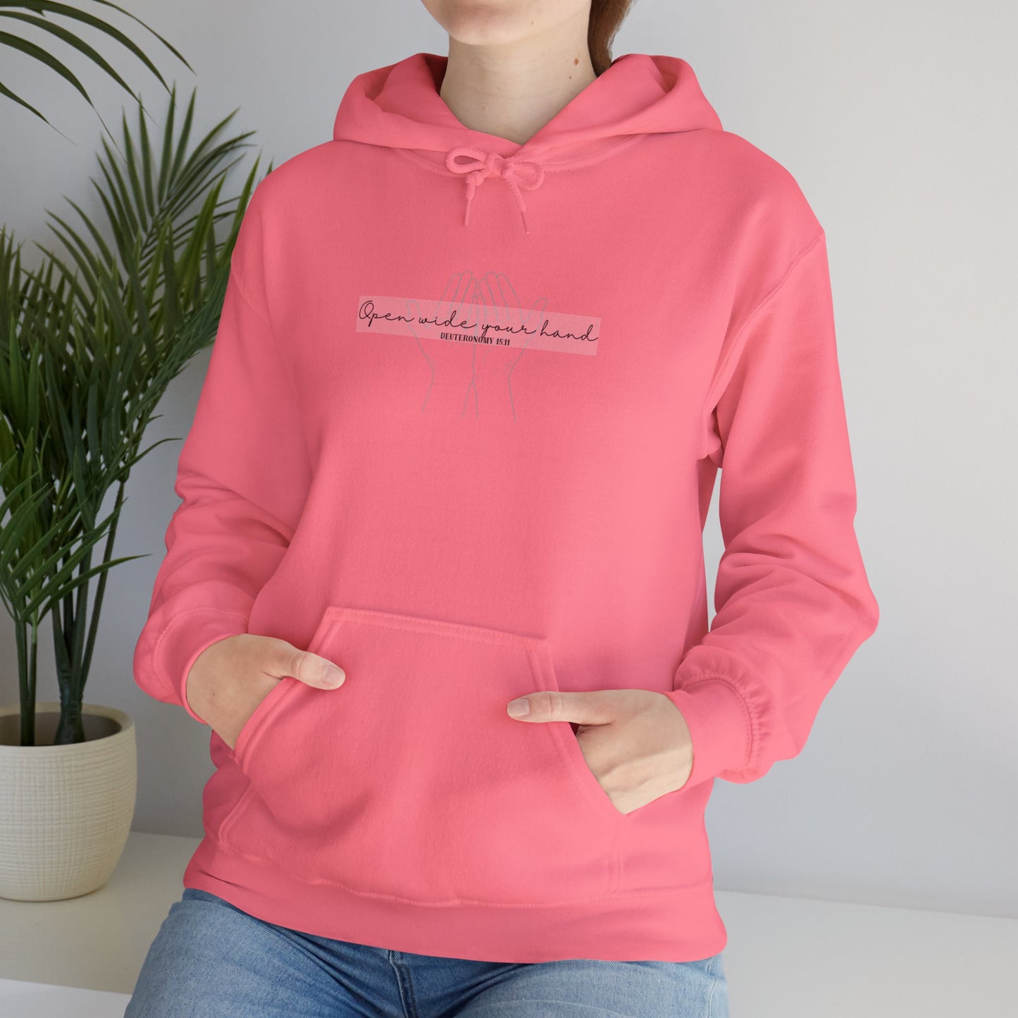 Christian Hooded Sweatshirt -Open Wide your Hand- Unisex