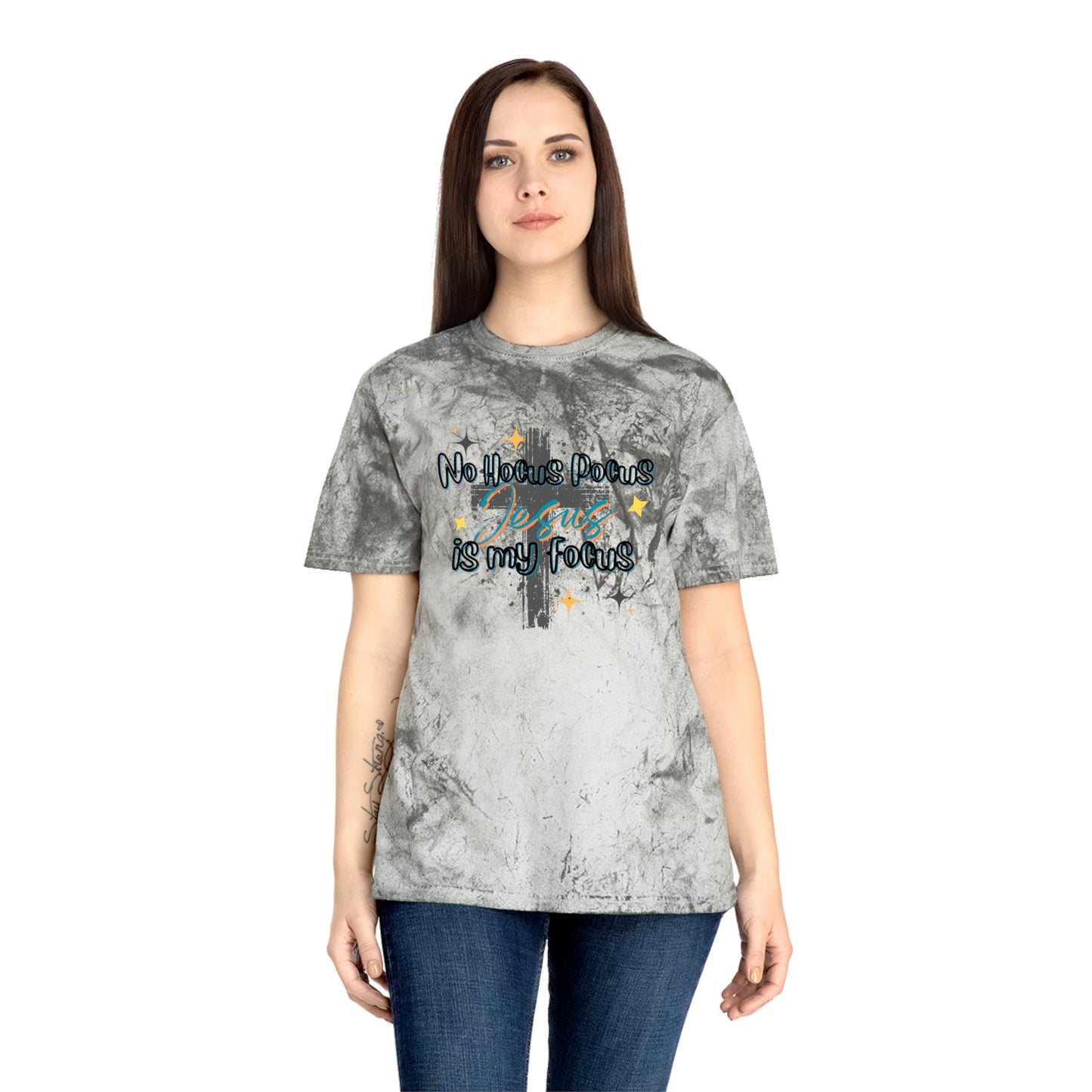 Fall Inspired Unisex Color Blast T-Shirt - No Hocus Pocus, Jesus is My Focus