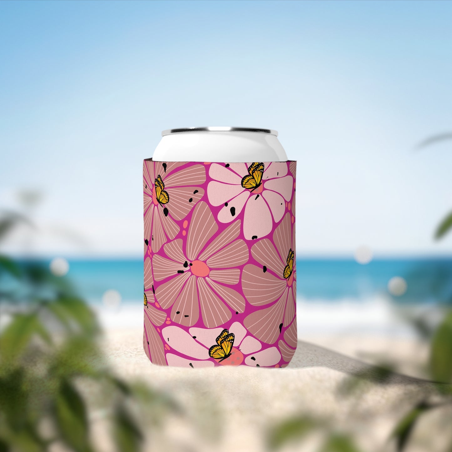 Can Cooler Sleeve - Butterfly Floral Summer Party and BBQ Accessory