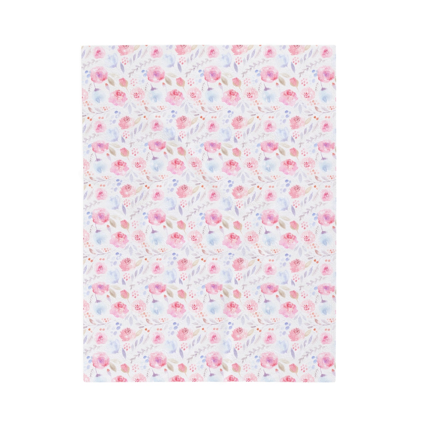 Velveteen Plush Blanket - Pastel Floral Print Cozy Soft Blanket for Girls Room or Nursery