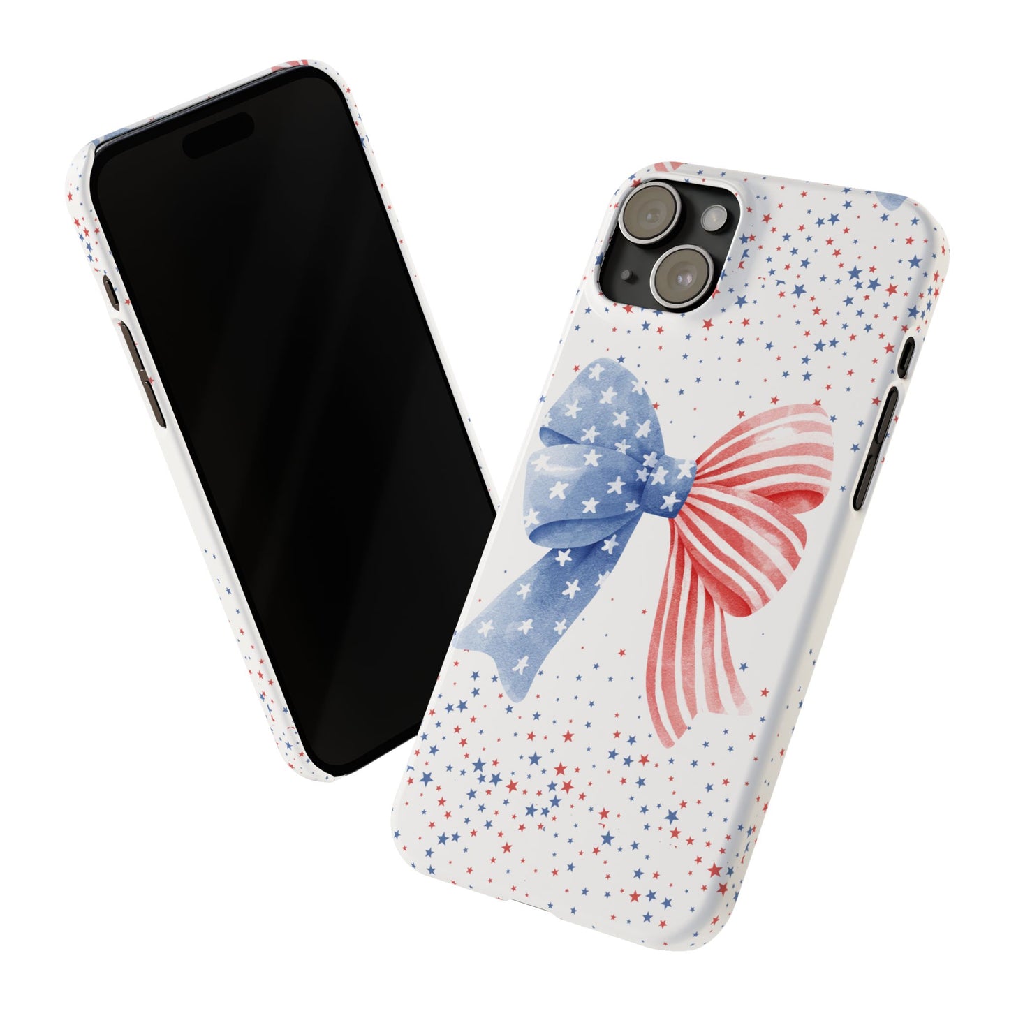 Patriotic Slim Phone Cases with Bow Design, Cute Phone Covers, Summer Accessories, Fourth of July Gift, Trendy Tech
