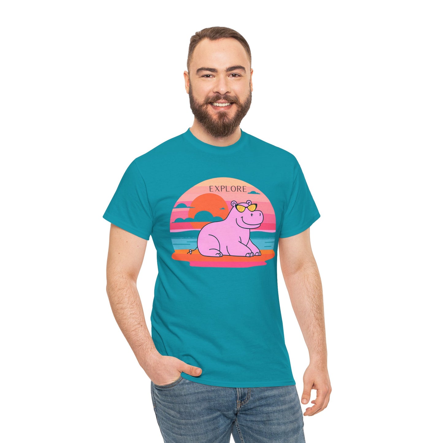 Cute Hippo 'Explore' Tee - Summer Fun