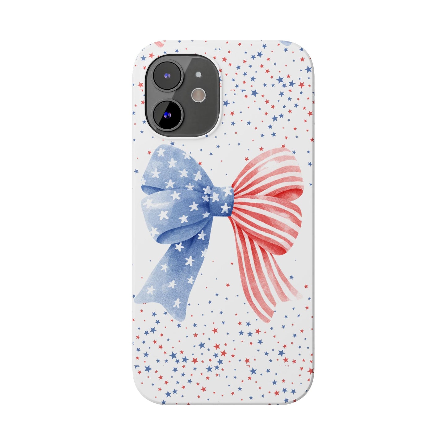 Patriotic Slim Phone Cases with Bow Design, Cute Phone Covers, Summer Accessories, Fourth of July Gift, Trendy Tech
