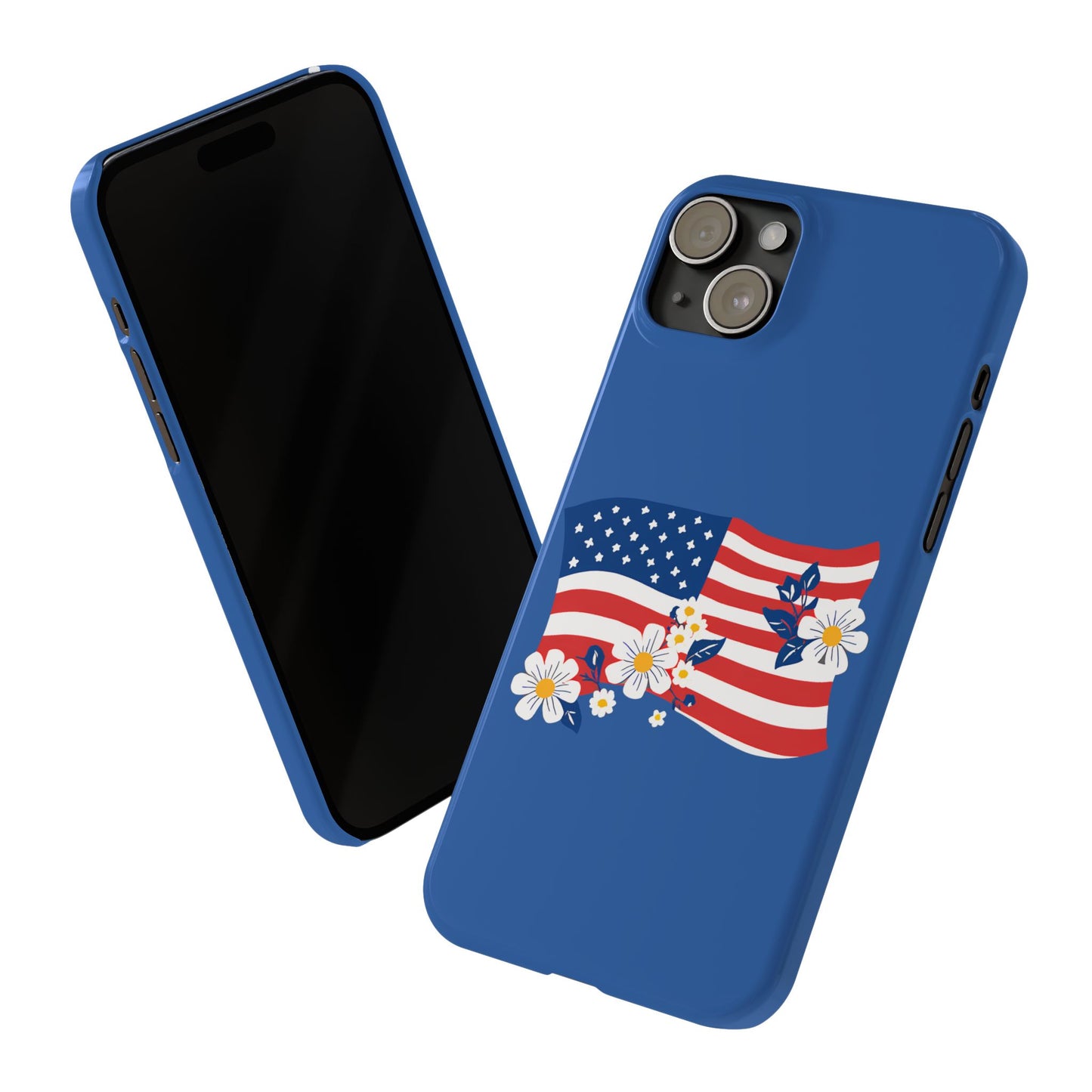 Patriotic Floral Phone Case - Slim Case for iPhone, Independence Day, Memorial Day, American Flag Design, Gifts for Her