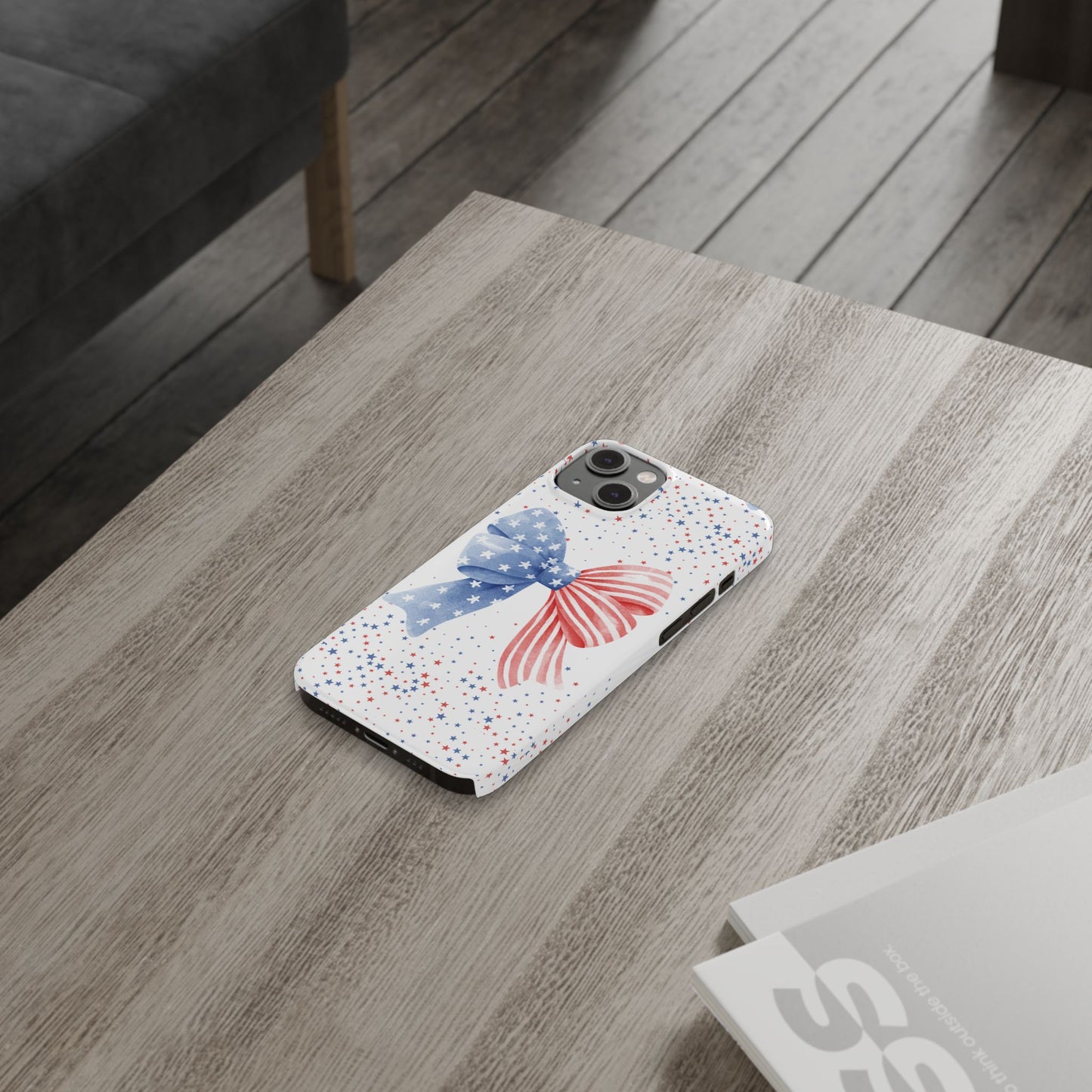Patriotic Slim Phone Cases with Bow Design, Cute Phone Covers, Summer Accessories, Fourth of July Gift, Trendy Tech