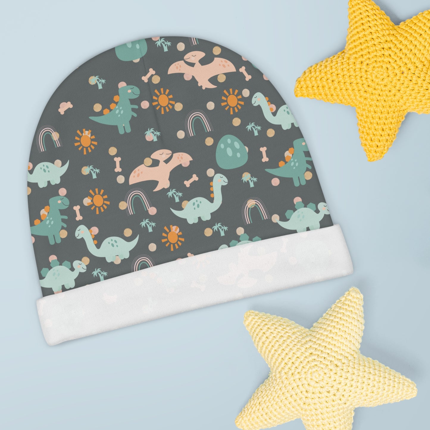 Cute Dinosaur Print Baby Beanie - Adorable Infant Headwear for Celebrations and Everyday Use