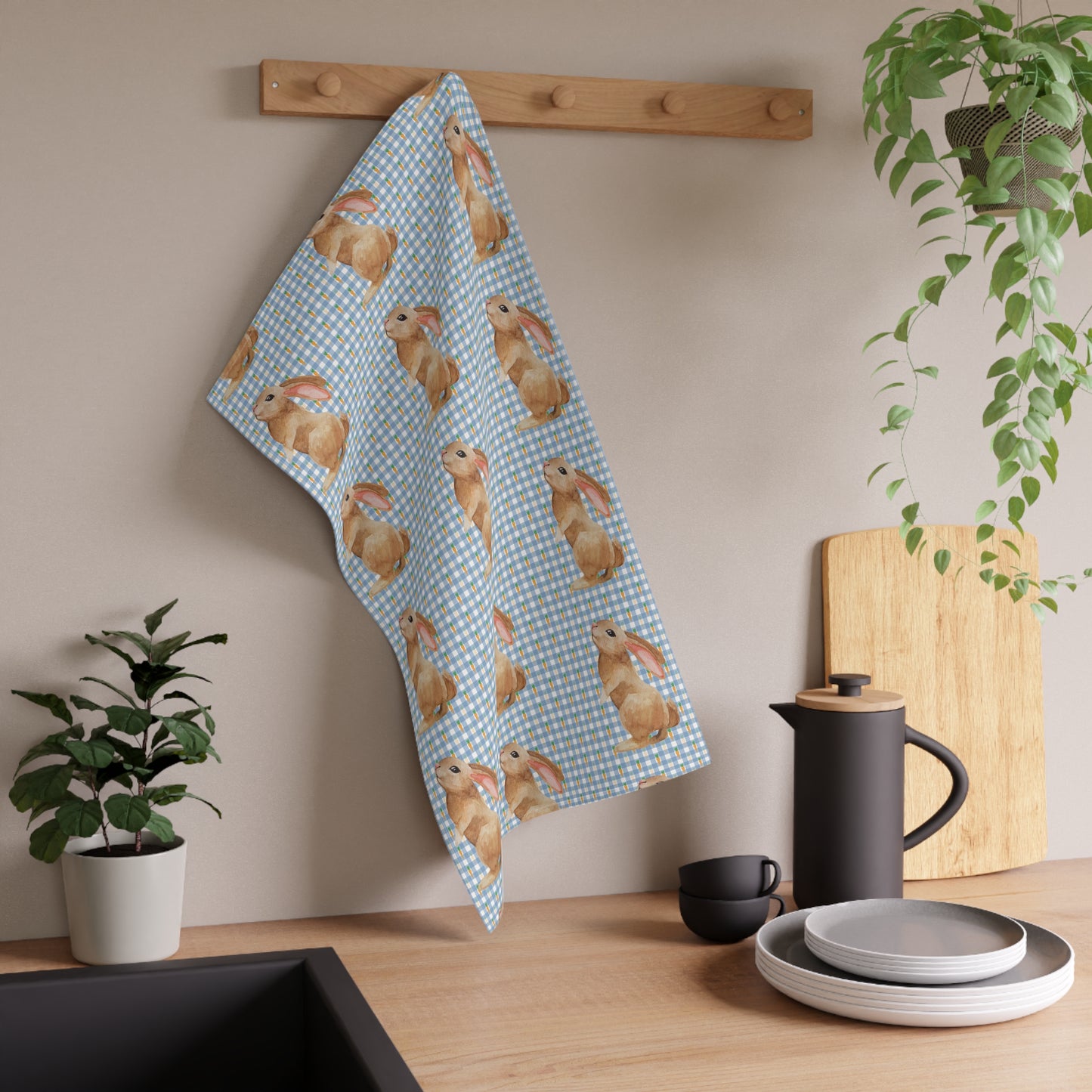 Adorable Bunny Design Cotton Tea Towels for Spring Decor