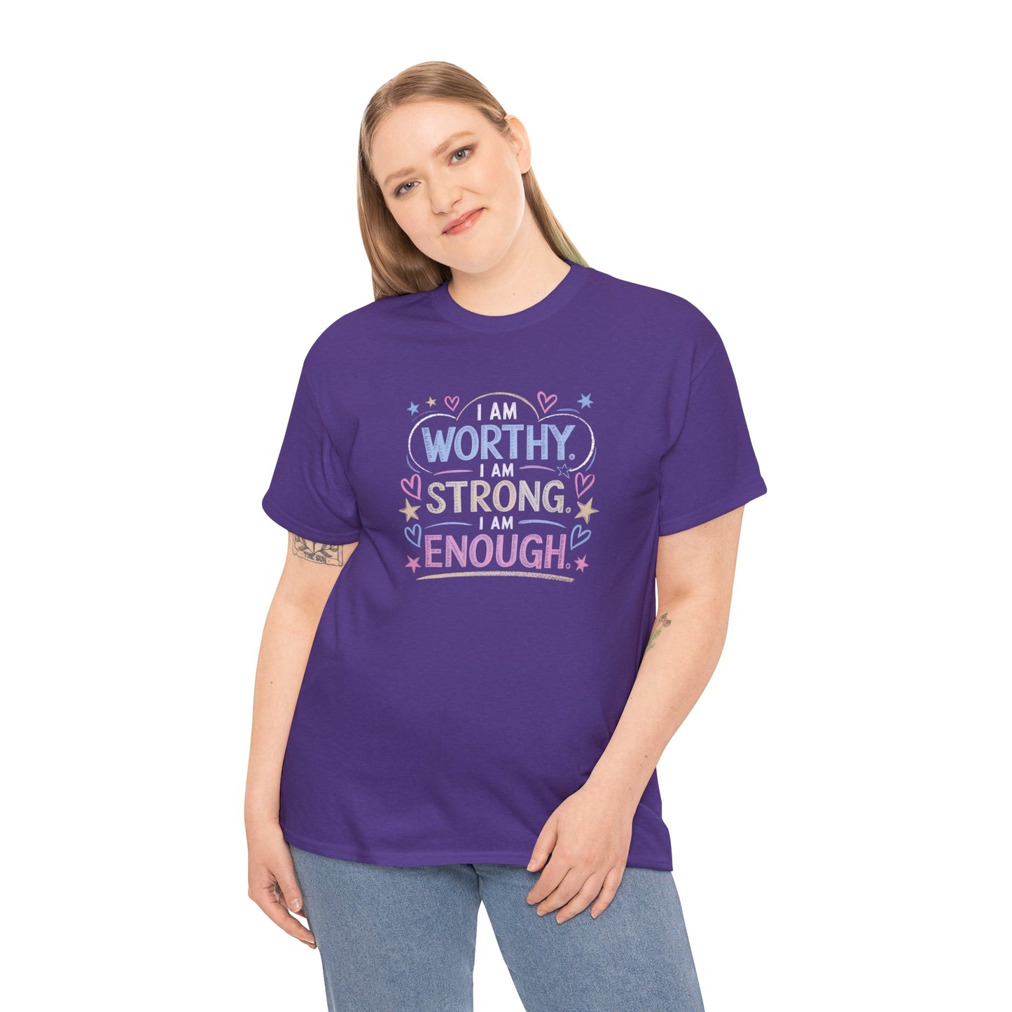 I am worthy, I am strong, I am enough-- Comfy t-shirt.