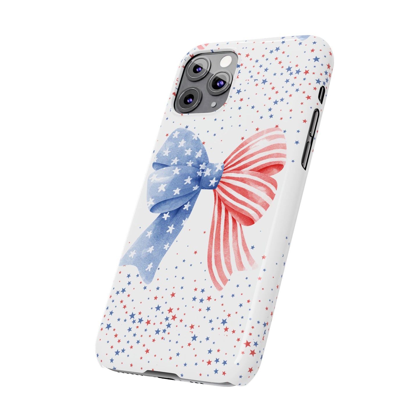 Patriotic Slim Phone Cases with Bow Design, Cute Phone Covers, Summer Accessories, Fourth of July Gift, Trendy Tech