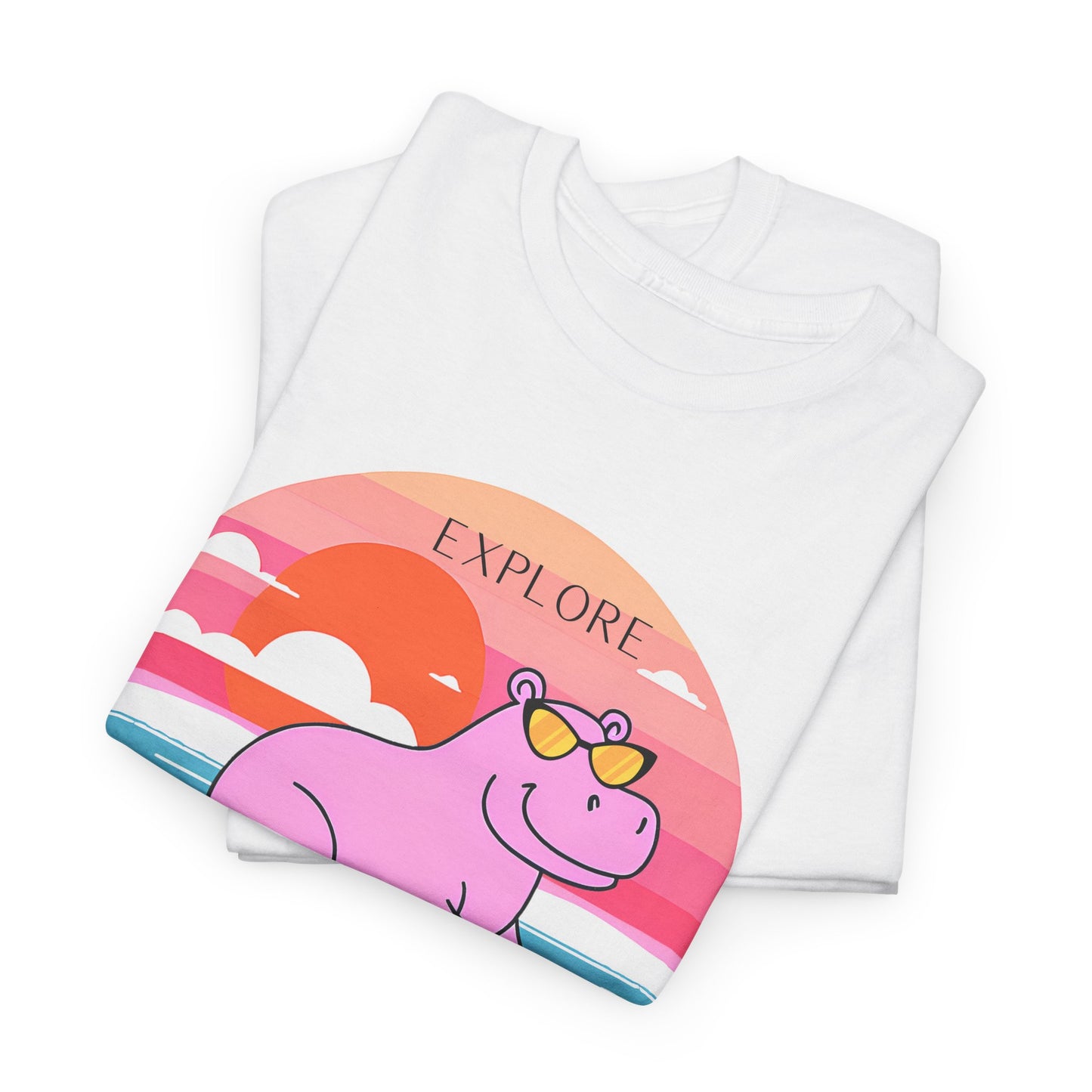 Cute Hippo 'Explore' Tee - Summer Fun