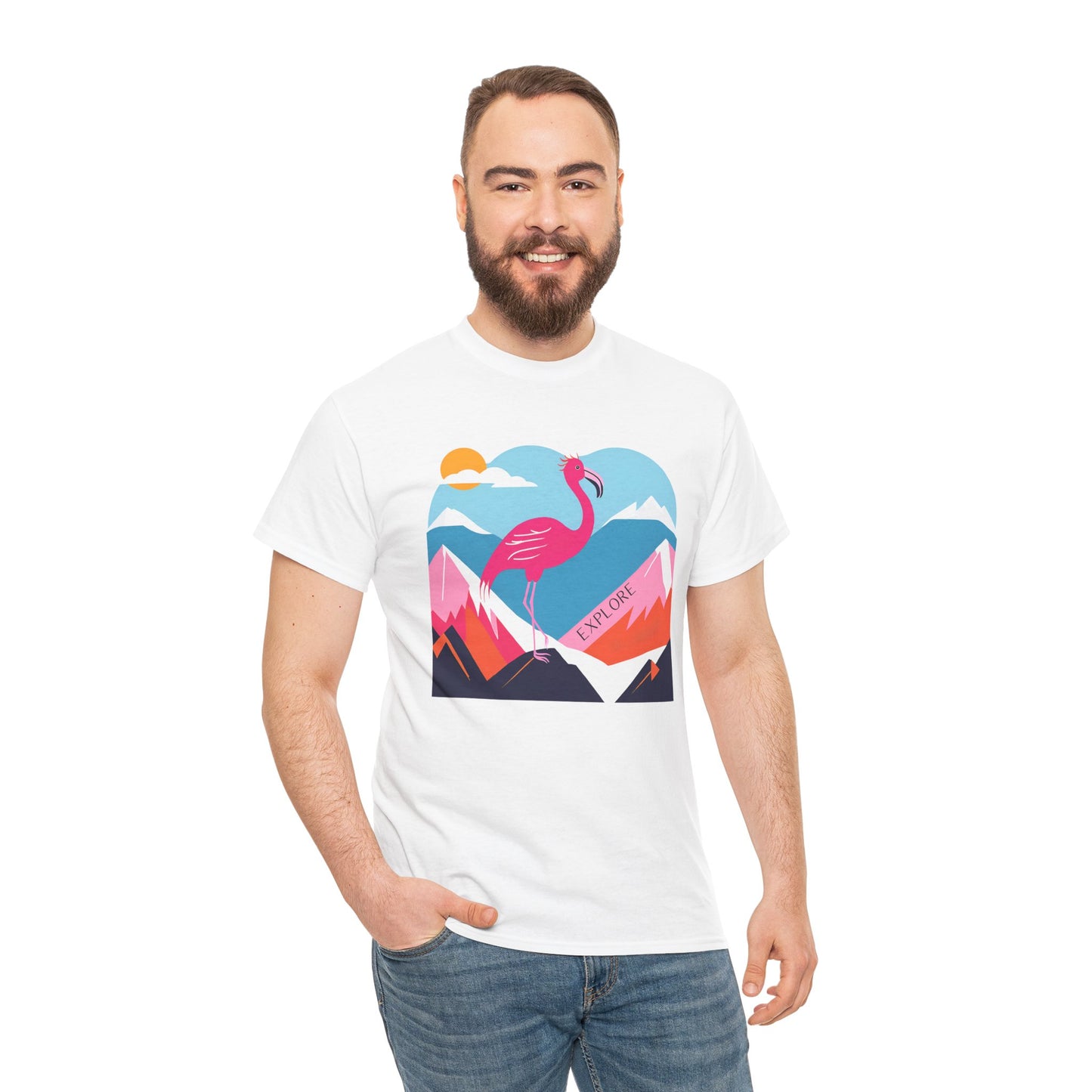 Flamingo Tee - Explore Flamingo Unisex Heavy Cotton Tee