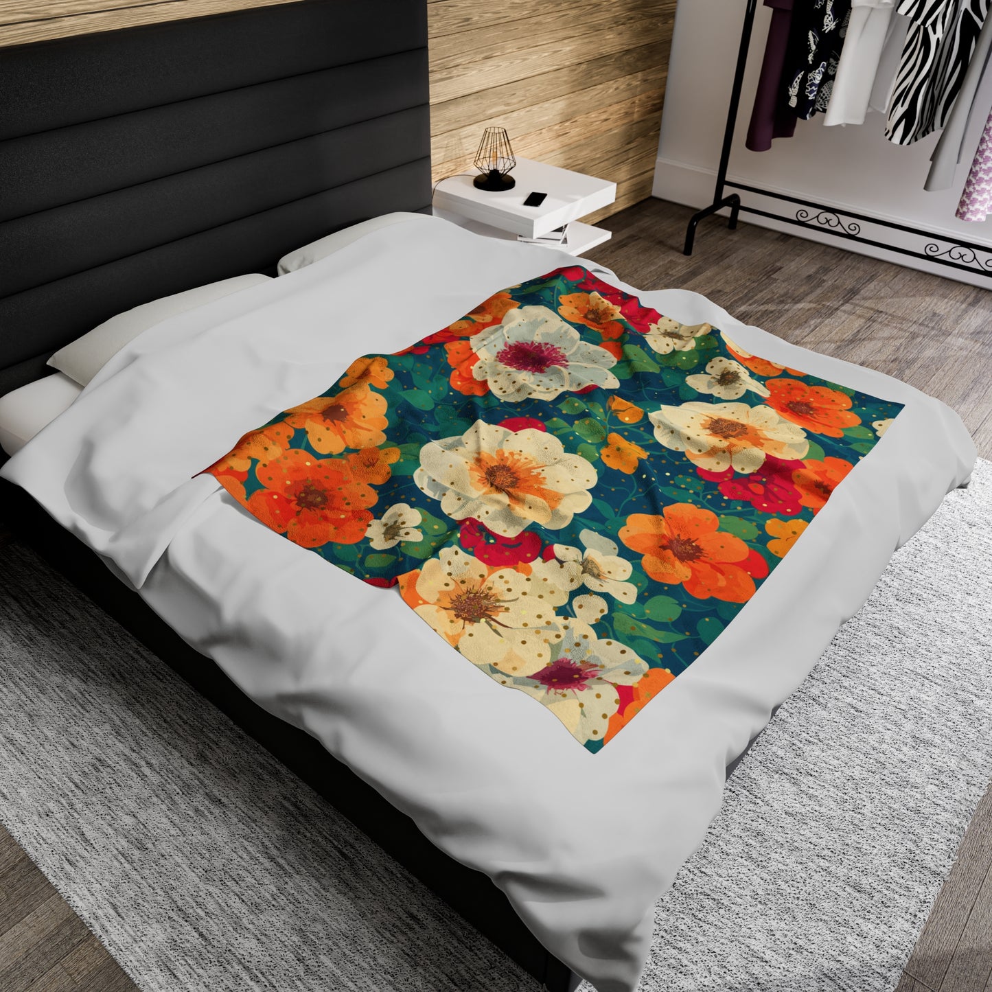 Plush Blanket - Vibrant Floral Design with a Hint of Sparkle