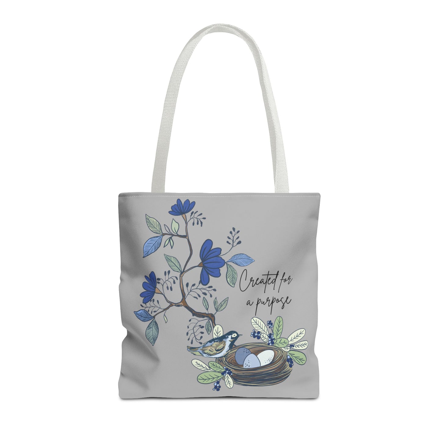 Faith Inspired Tote Bag - 'Created for a Purpose' Floral Design