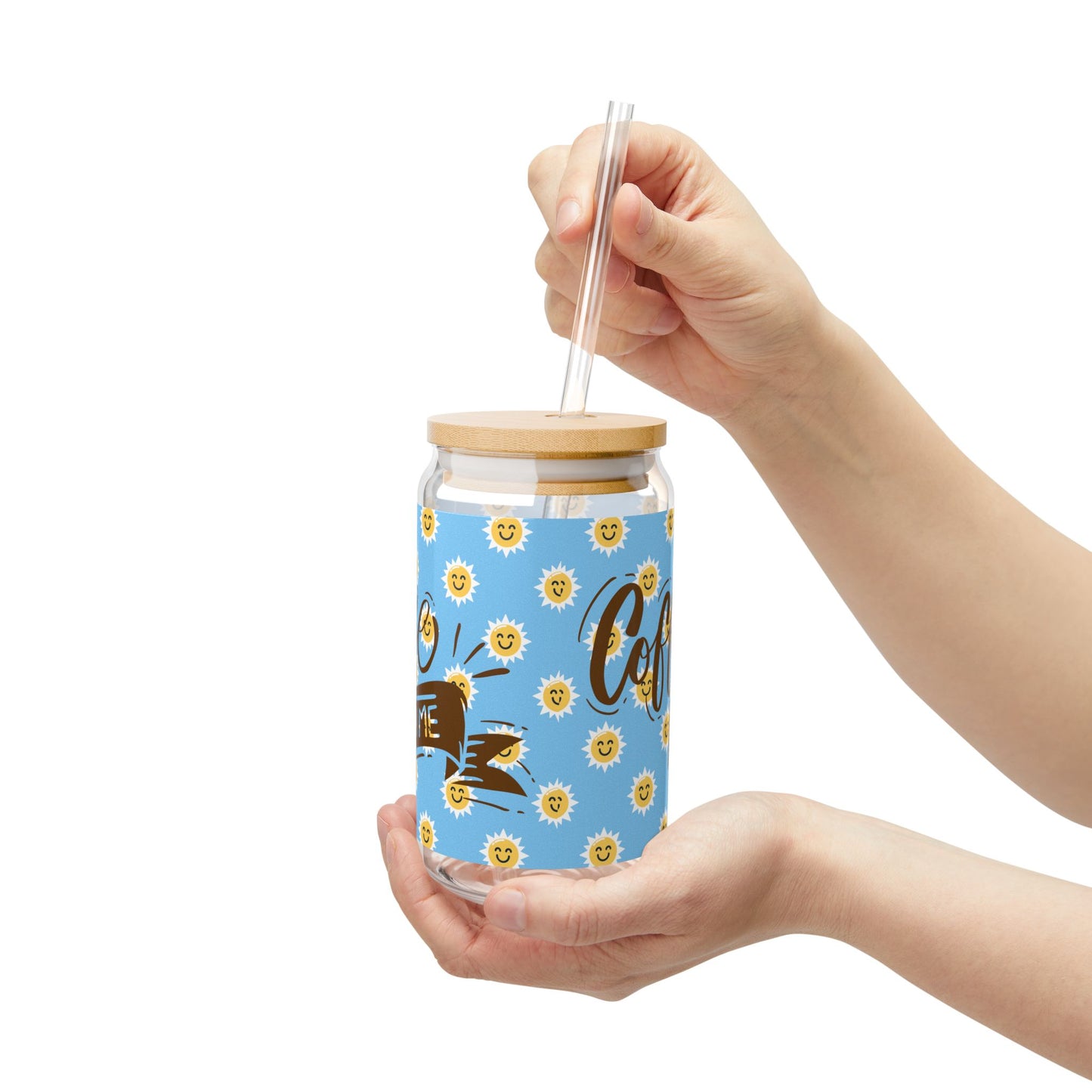 Smiley Sunshine Iced Coffee Sipper Glass