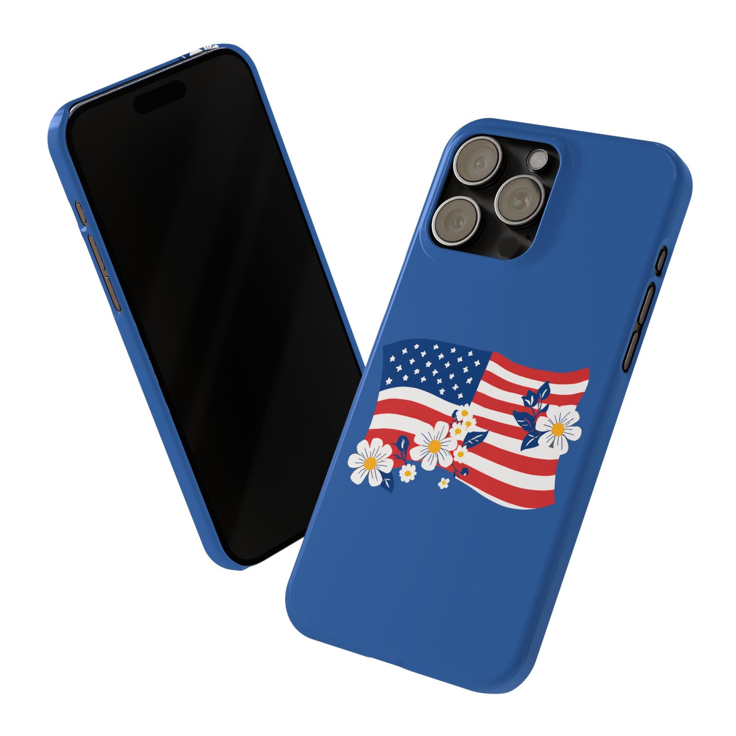 Patriotic Floral Phone Case - Slim Case for iPhone, Independence Day, Memorial Day, American Flag Design, Gifts for Her