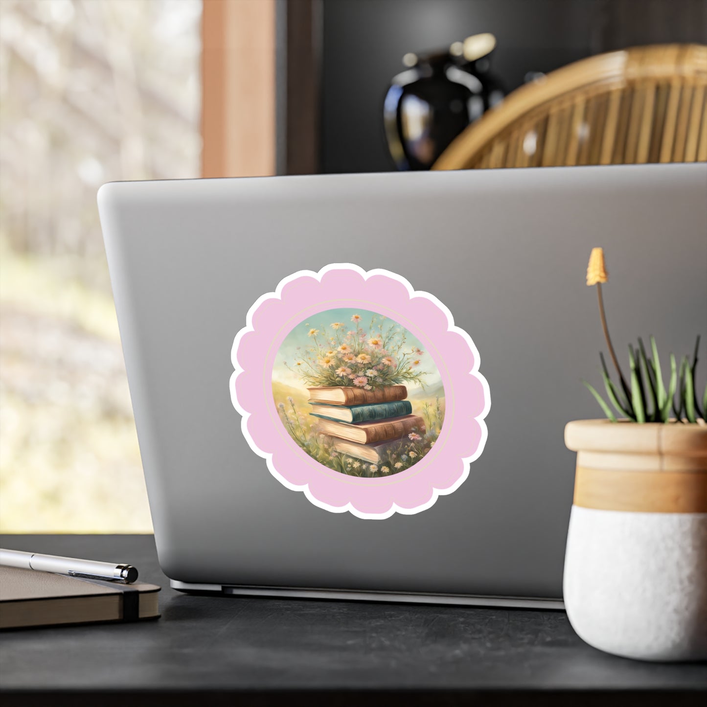Wildflowers and books: Kiss-Cut Vinyl Decals