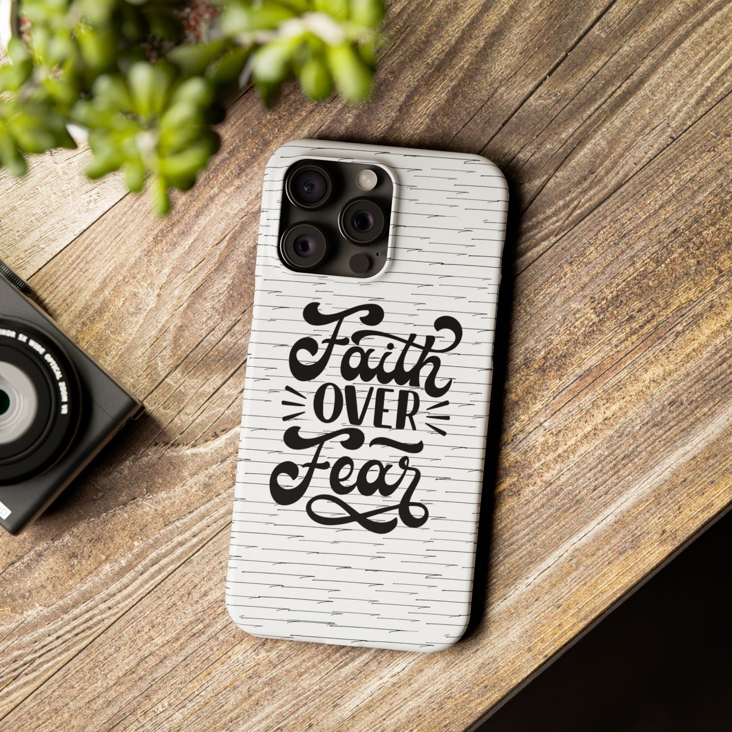 Inspirational Faith Over Fear Phone Case | Slim Case for iPhone & Samsung | Motivational Gift | Modern Design