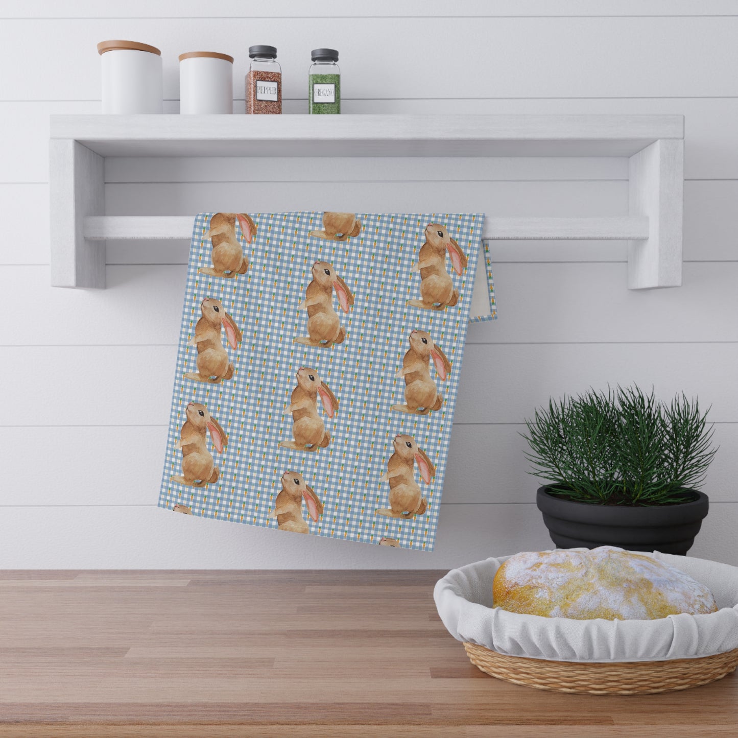 Adorable Bunny Design Cotton Tea Towels for Spring Decor
