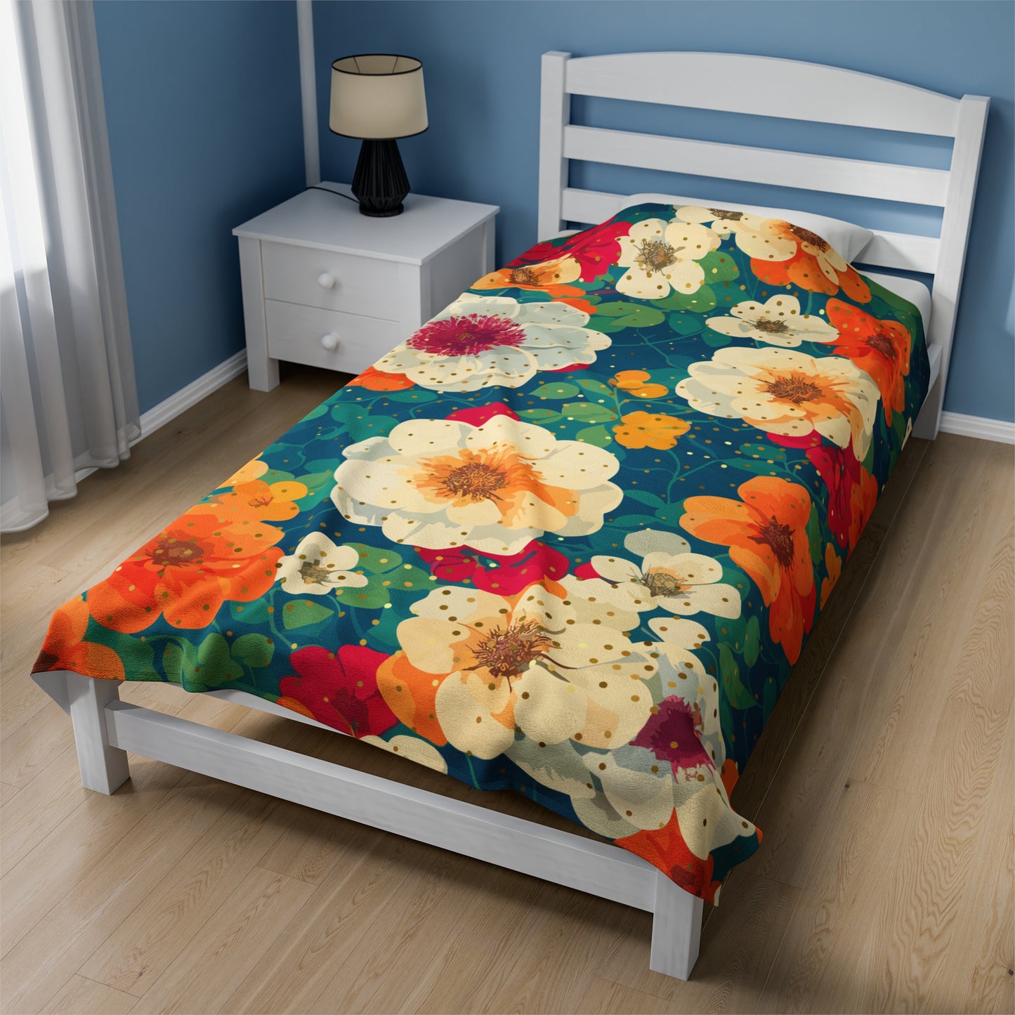 Plush Blanket - Vibrant Floral Design with a Hint of Sparkle