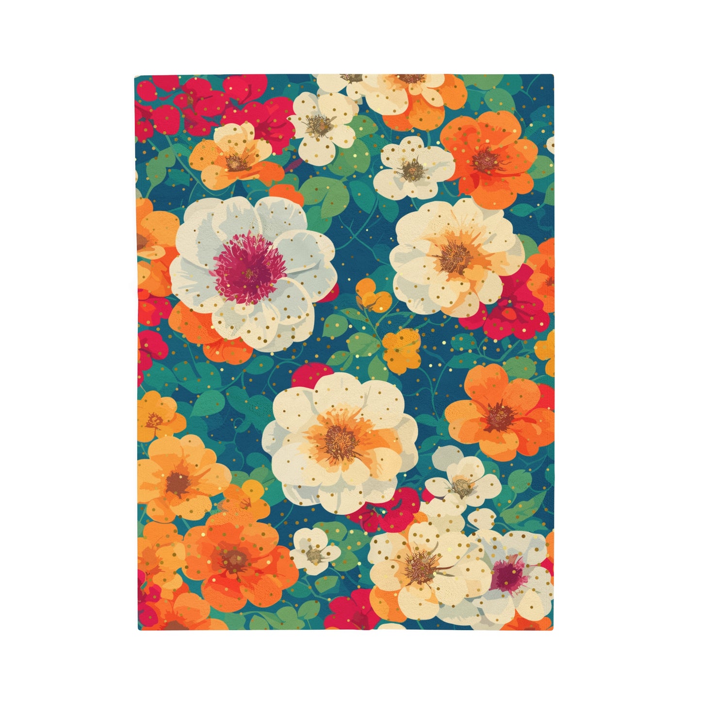 Plush Blanket - Vibrant Floral Design with a Hint of Sparkle