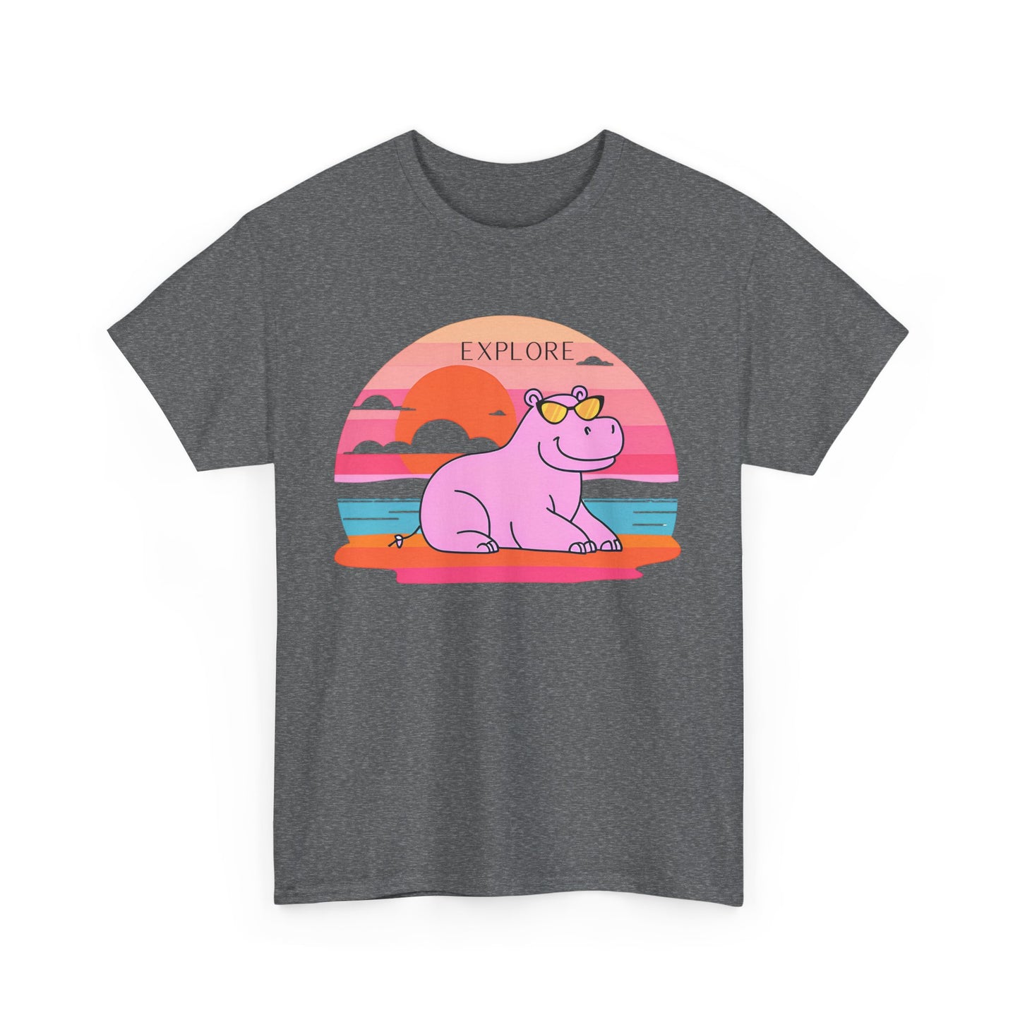 Cute Hippo 'Explore' Tee - Summer Fun