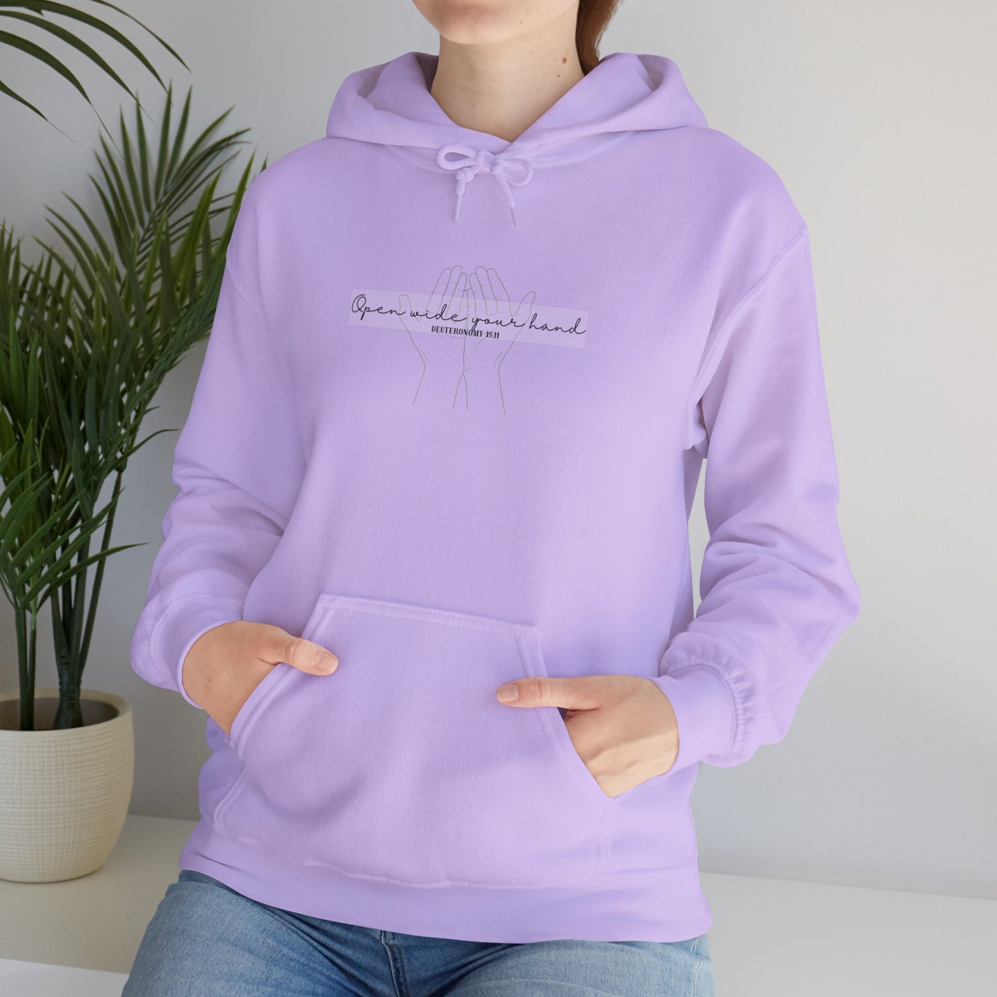Christian Hooded Sweatshirt -Open Wide your Hand- Unisex