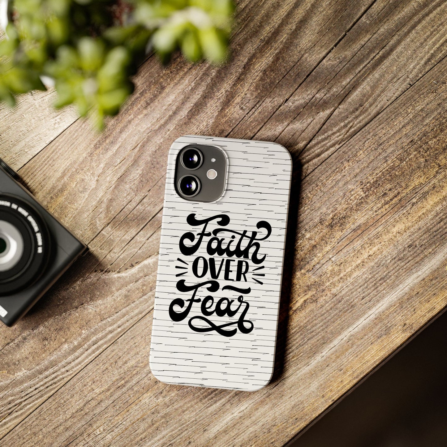 Inspirational Faith Over Fear Phone Case | Slim Case for iPhone & Samsung | Motivational Gift | Modern Design