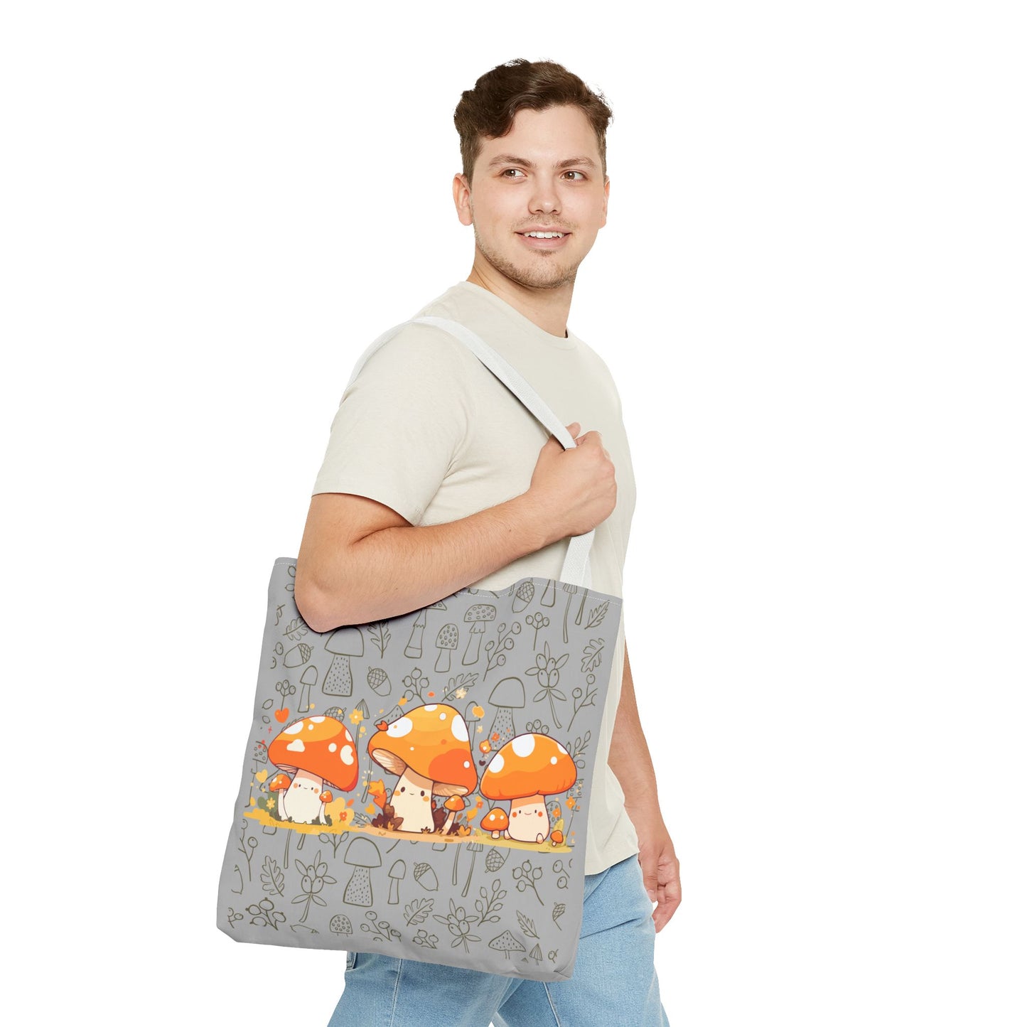 Cute Mushroom Tote Bag - Whimsical Nature Print for Eco-Friendly Style