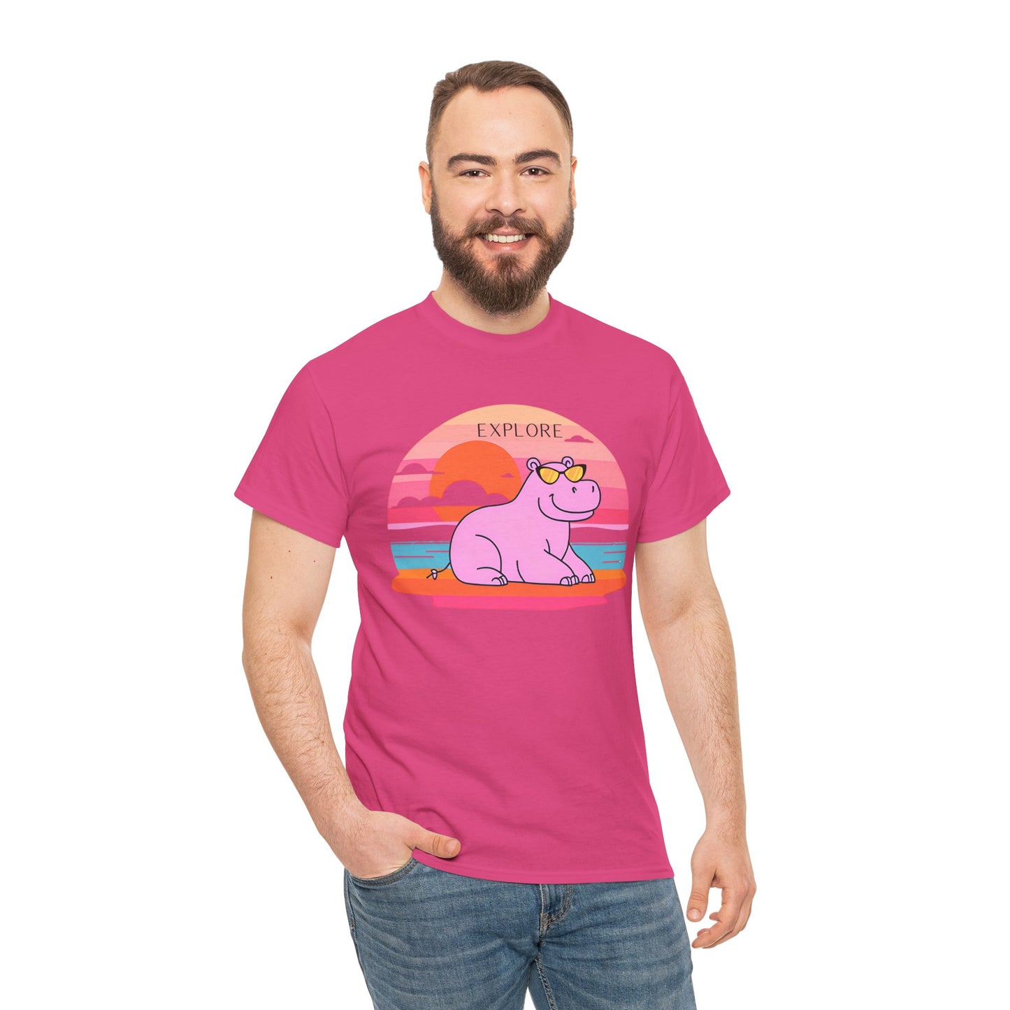 Cute Hippo 'Explore' Tee - Summer Fun