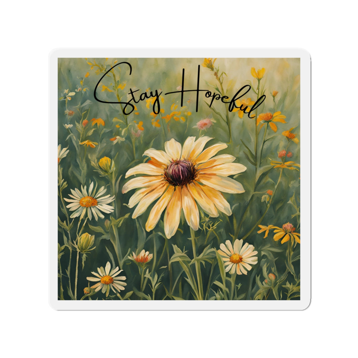 Inspirational Die-Cut Magnet - 'Stay Hopeful' Floral Design
