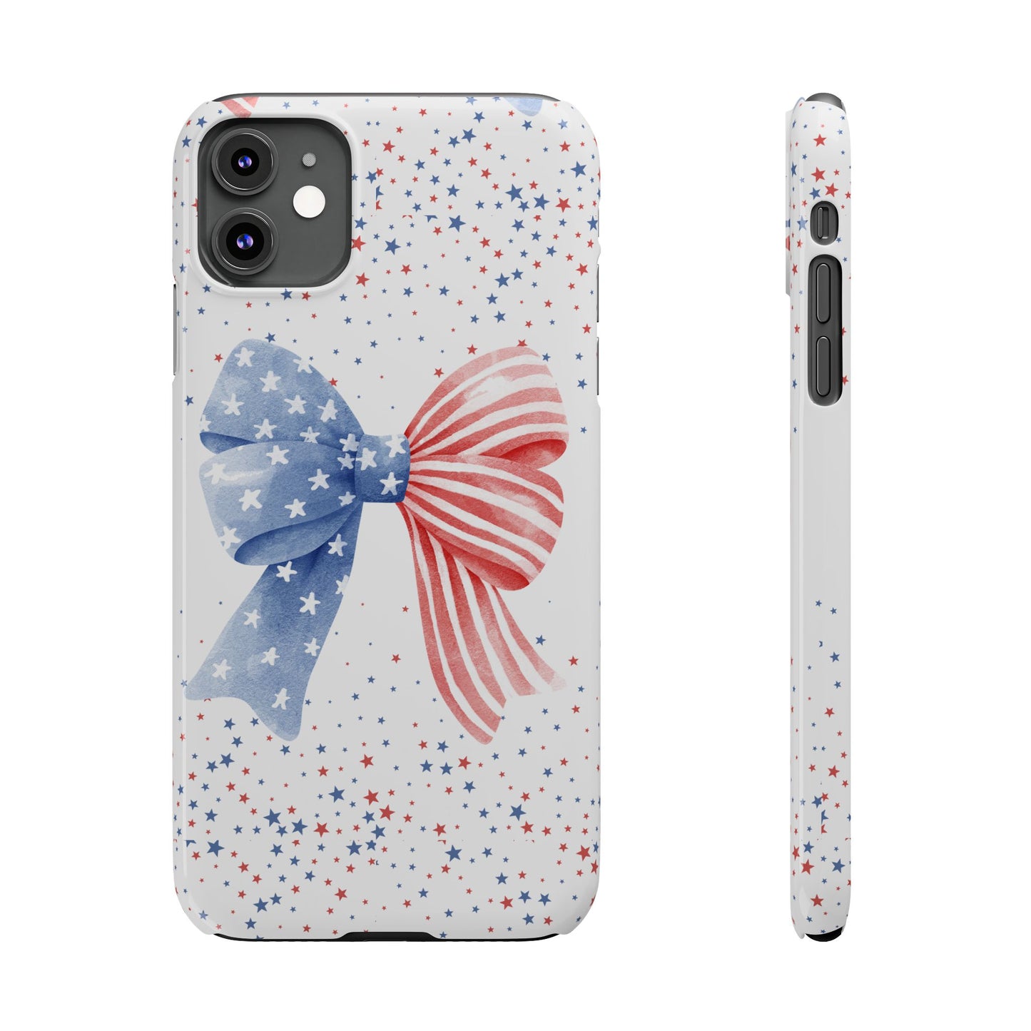 Patriotic Slim Phone Cases with Bow Design, Cute Phone Covers, Summer Accessories, Fourth of July Gift, Trendy Tech