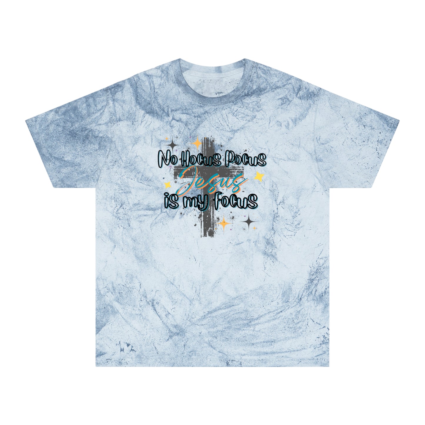 Fall Inspired Unisex Color Blast T-Shirt - No Hocus Pocus, Jesus is My Focus