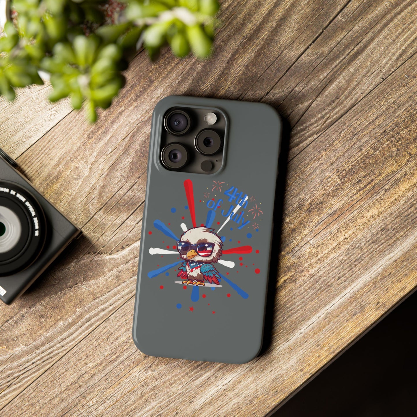 Patriotic Slim Phone Cases with Vector Owl Design | Fourth of July Phone Cover, USA Pride Phone Case, Holiday Gift, Trendy Phone Accessory