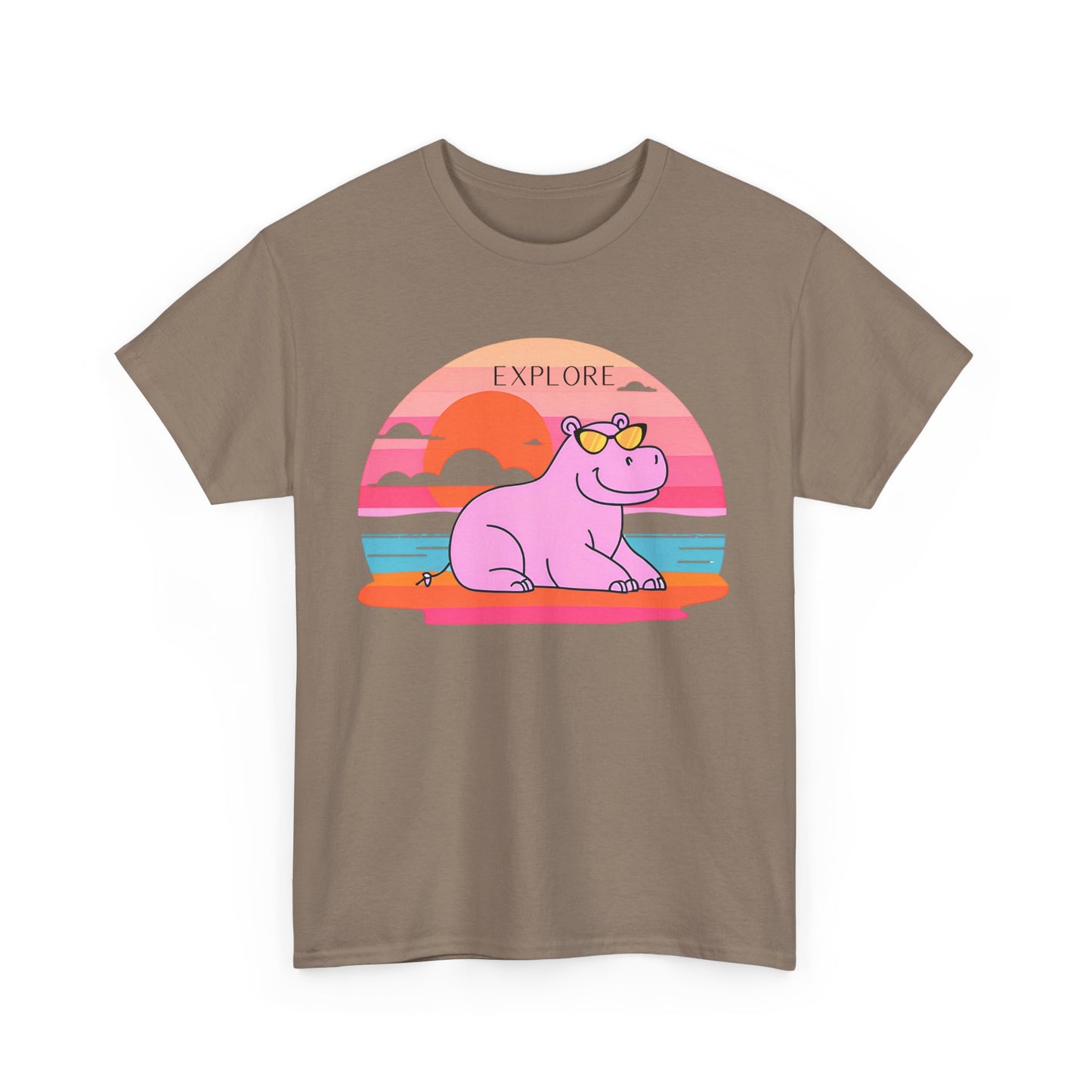Cute Hippo 'Explore' Tee - Summer Fun
