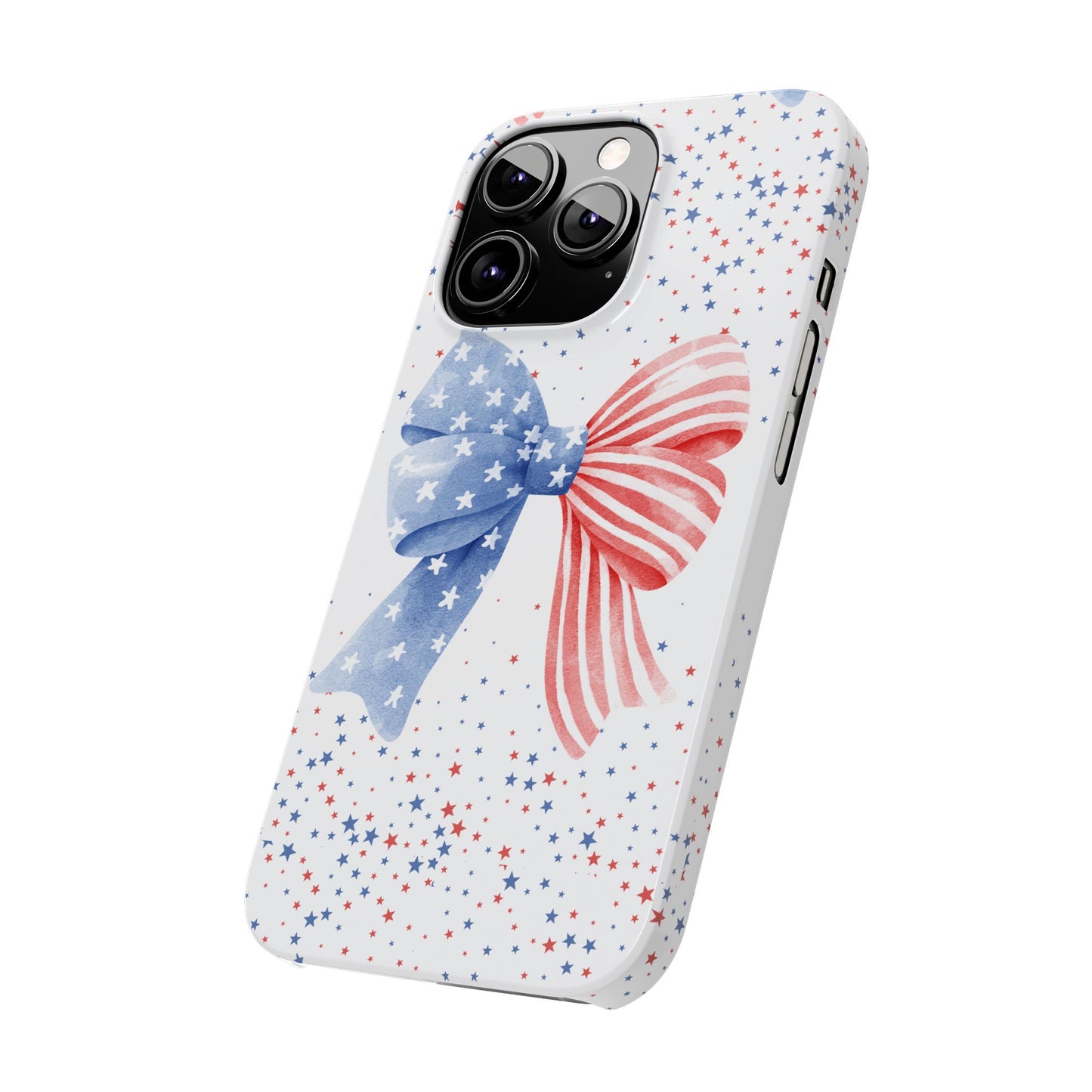 Patriotic Slim Phone Cases with Bow Design, Cute Phone Covers, Summer Accessories, Fourth of July Gift, Trendy Tech