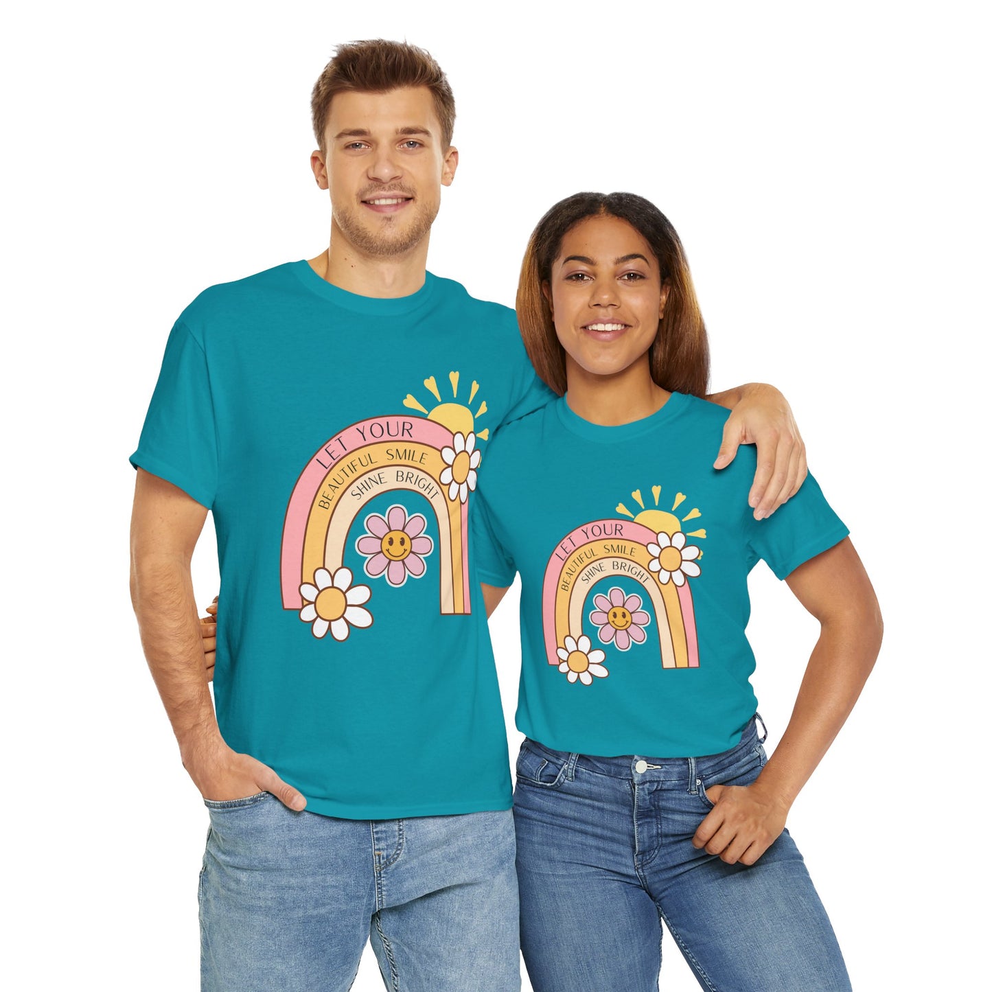 Rainbow Flower Unisex Tee - Let Your Beautiful Smile Shine Bright Design
