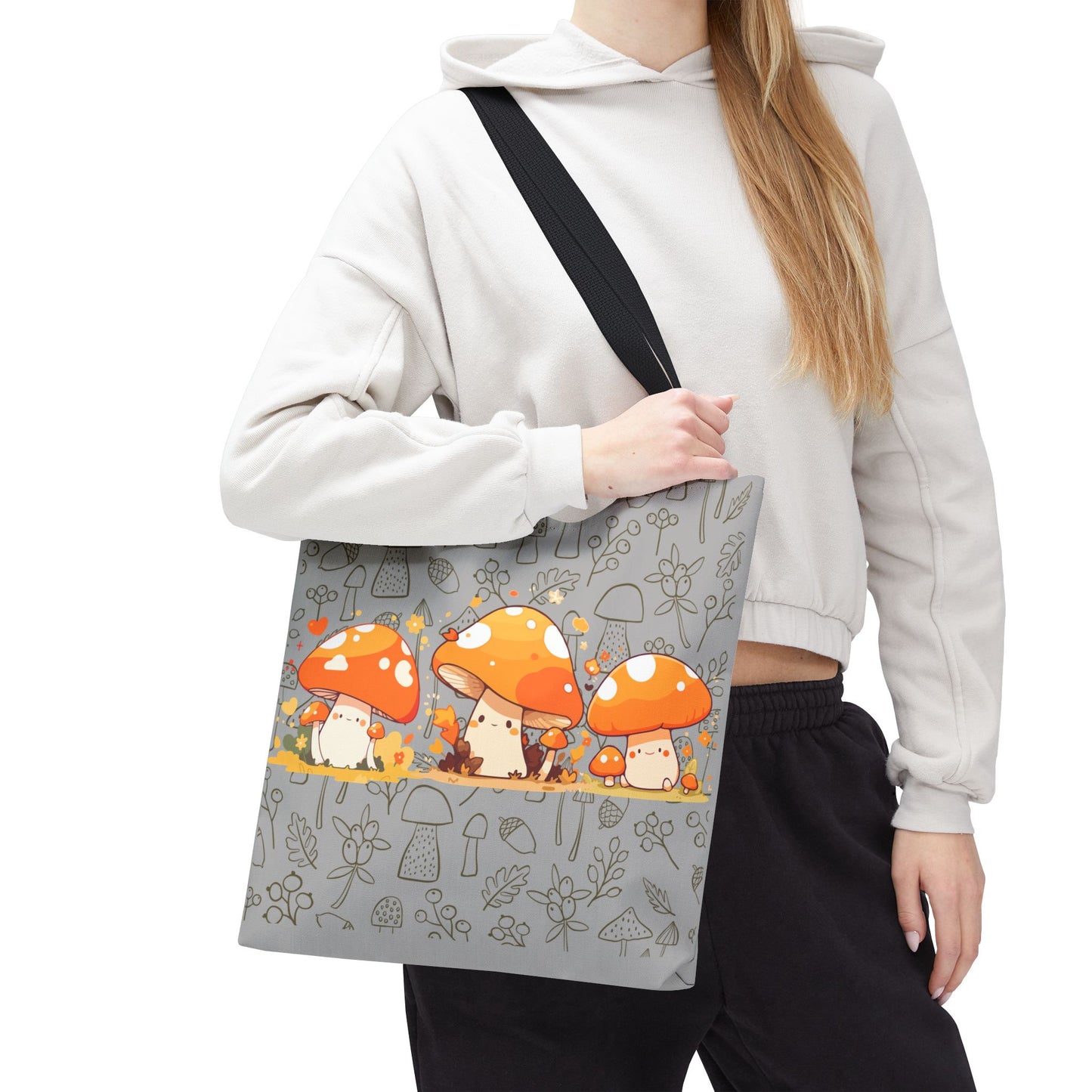 Cute Mushroom Tote Bag - Whimsical Nature Print for Eco-Friendly Style