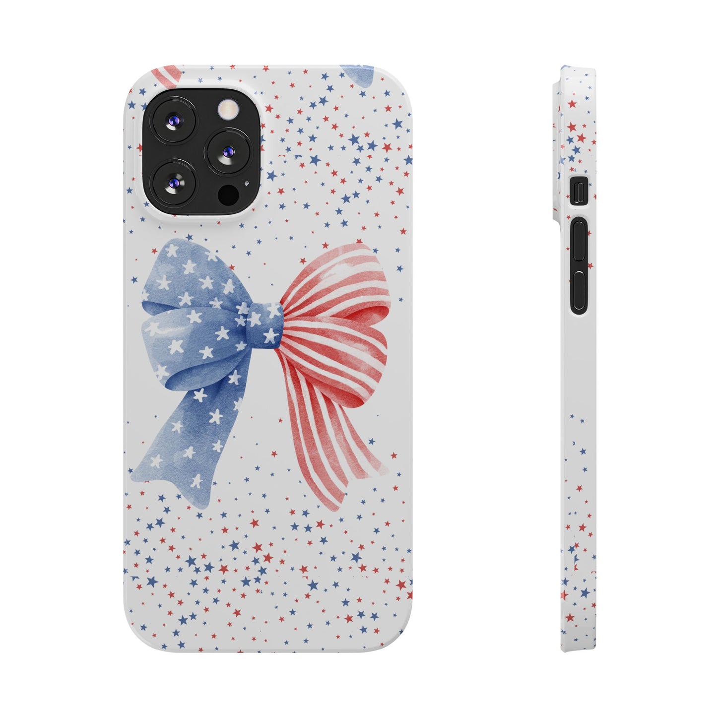 Patriotic Slim Phone Cases with Bow Design, Cute Phone Covers, Summer Accessories, Fourth of July Gift, Trendy Tech