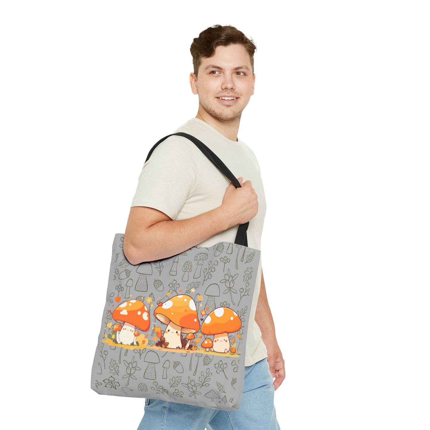 Cute Mushroom Tote Bag - Whimsical Nature Print for Eco-Friendly Style