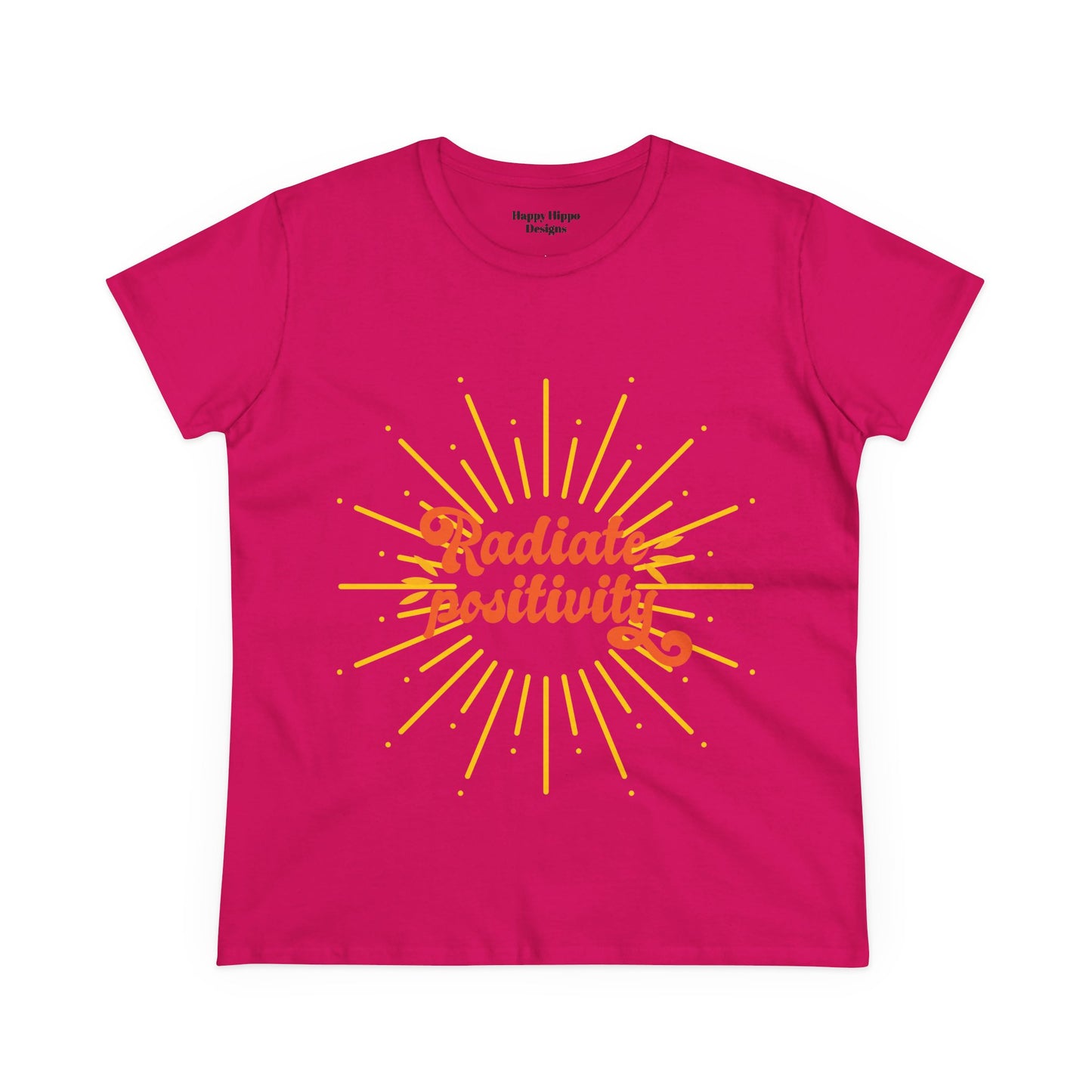 Radiate Positivity Women's Midweight Cotton Tee - Uplifting Summer T-Shirt