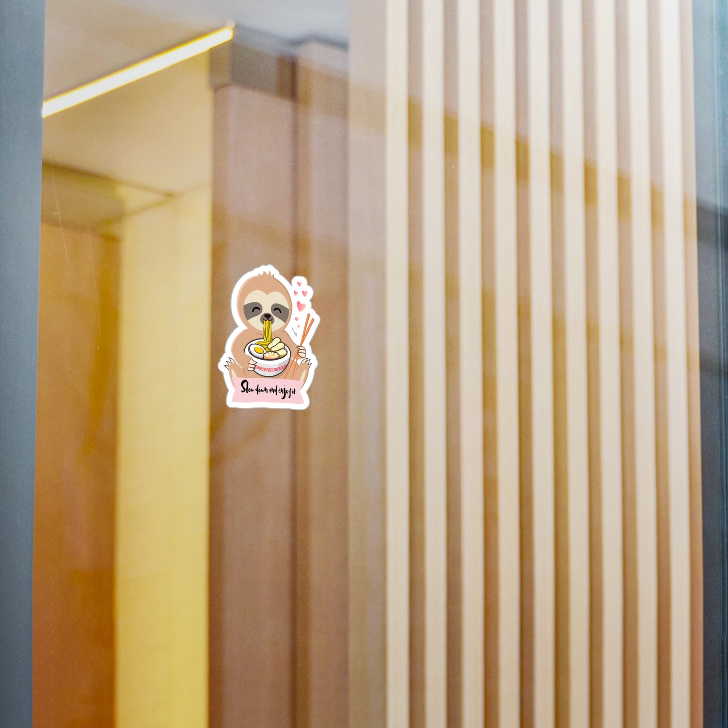 Cute Sloth Kiss-Cut Vinyl Decal - 'Slow Down and Enjoy It'