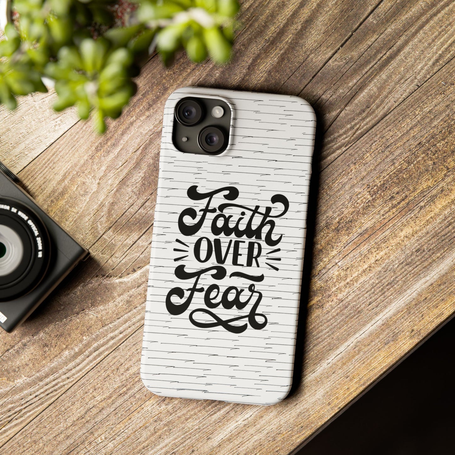 Inspirational Faith Over Fear Phone Case | Slim Case for iPhone & Samsung | Motivational Gift | Modern Design