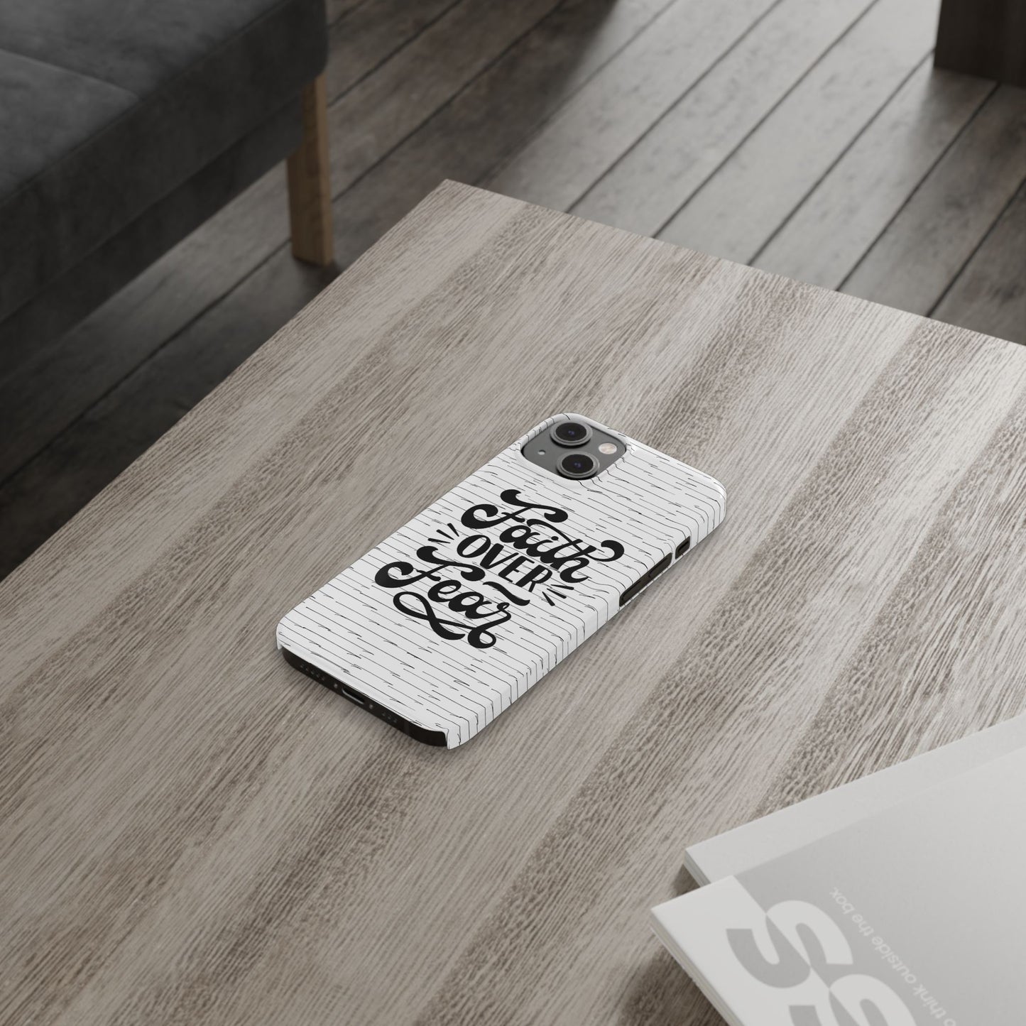 Inspirational Faith Over Fear Phone Case | Slim Case for iPhone & Samsung | Motivational Gift | Modern Design